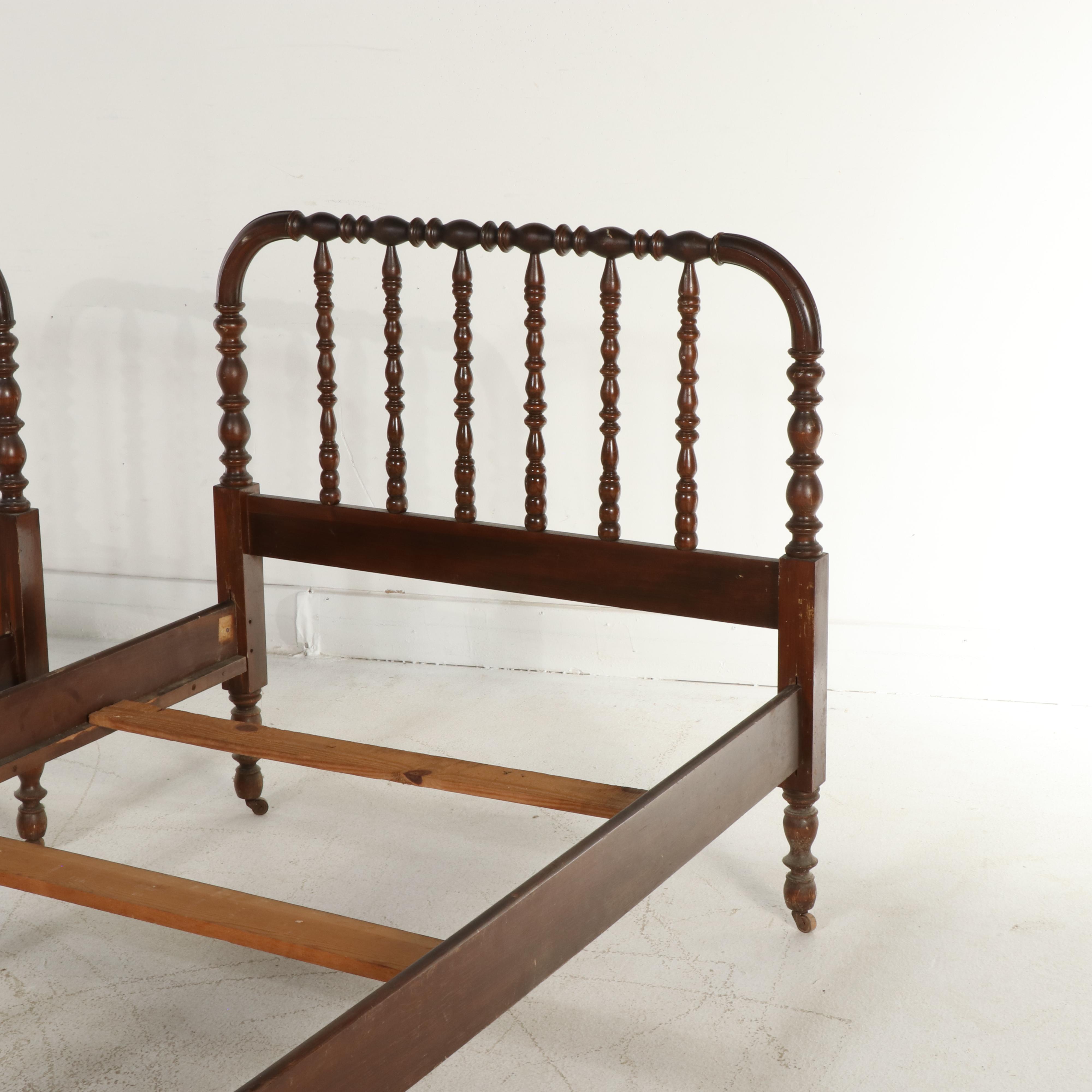 Pair of Jenny Lind Style Wood Twin Size Bed Frames, 20th Century