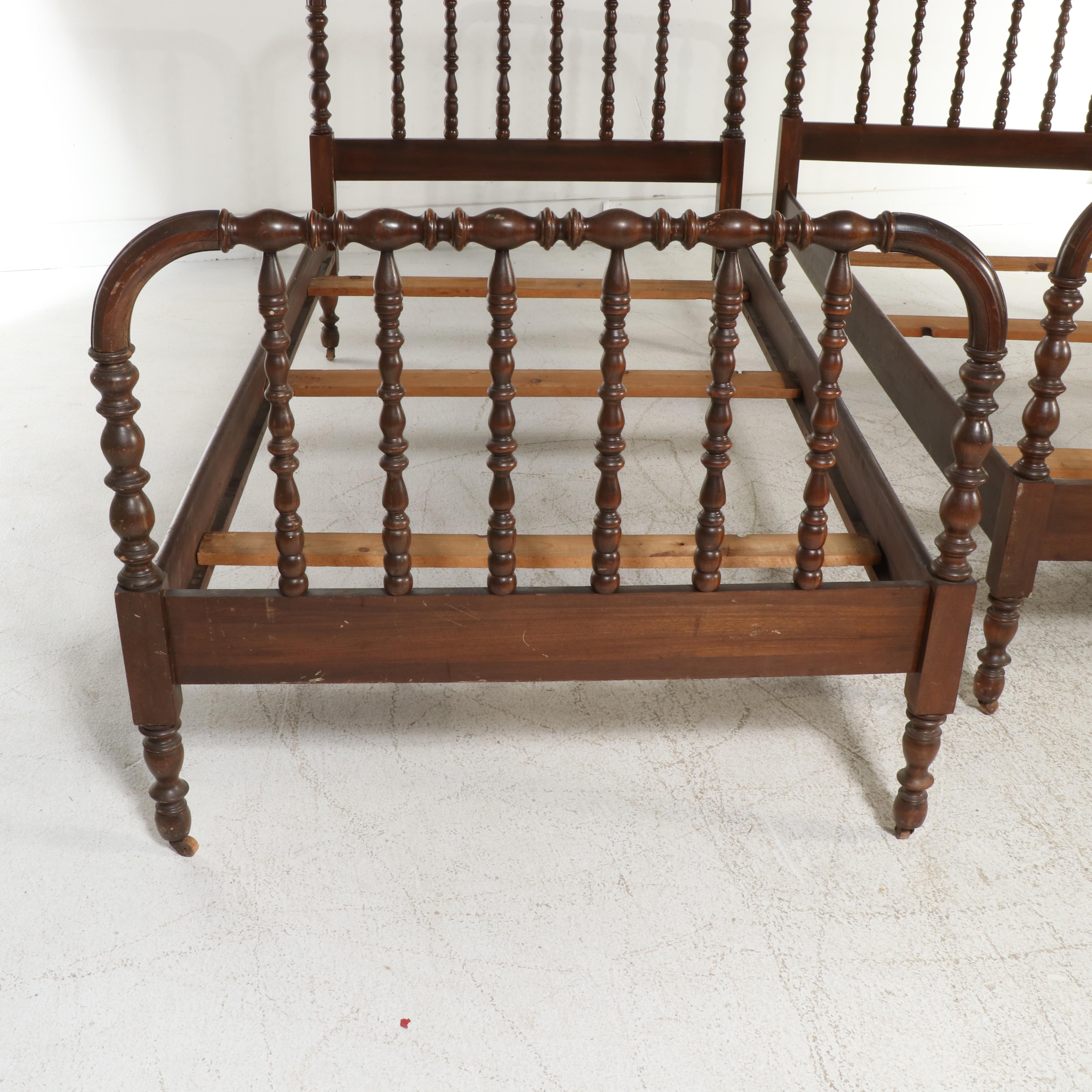 Pair of Jenny Lind Style Wood Twin Size Bed Frames, 20th Century