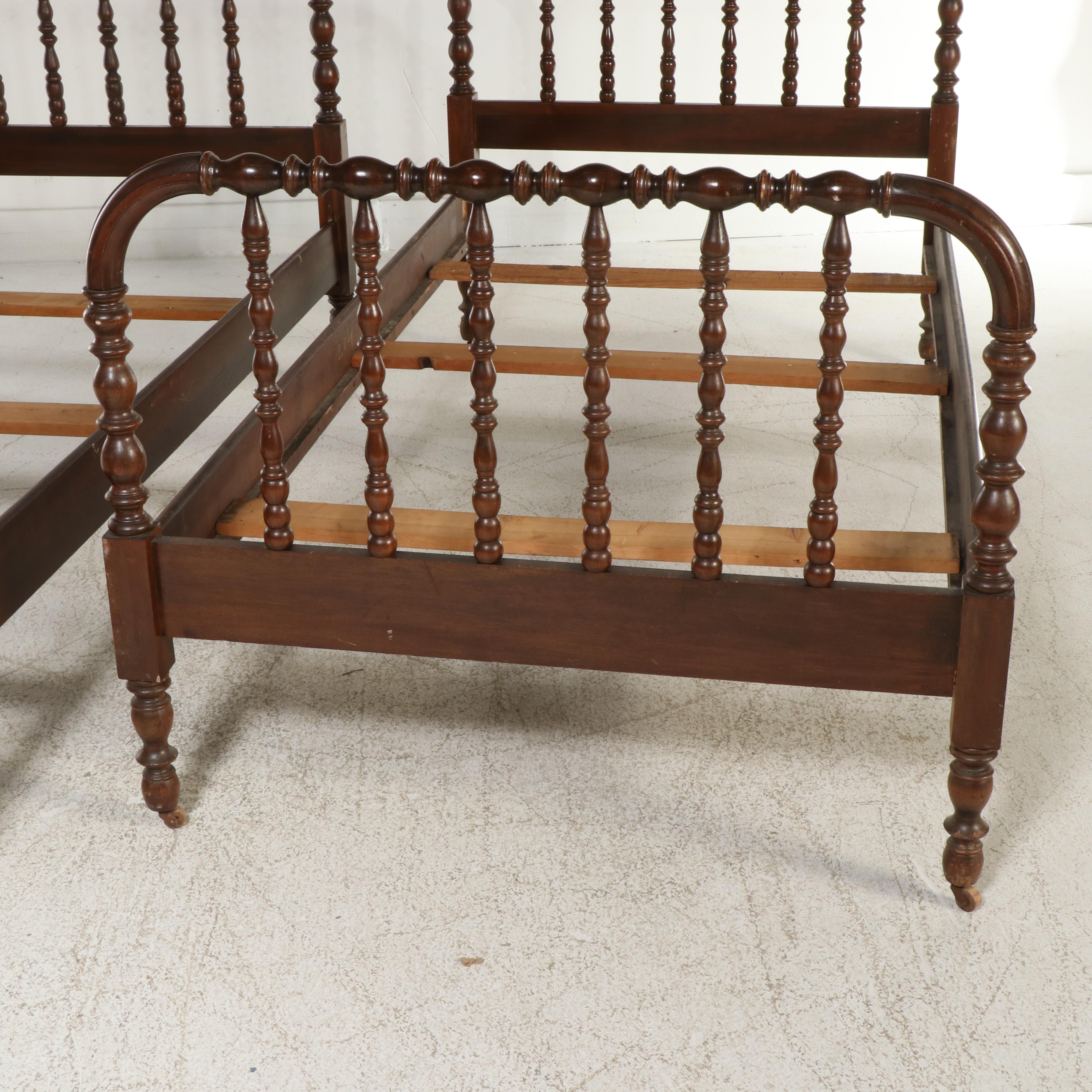 Pair of Jenny Lind Style Wood Twin Size Bed Frames, 20th Century