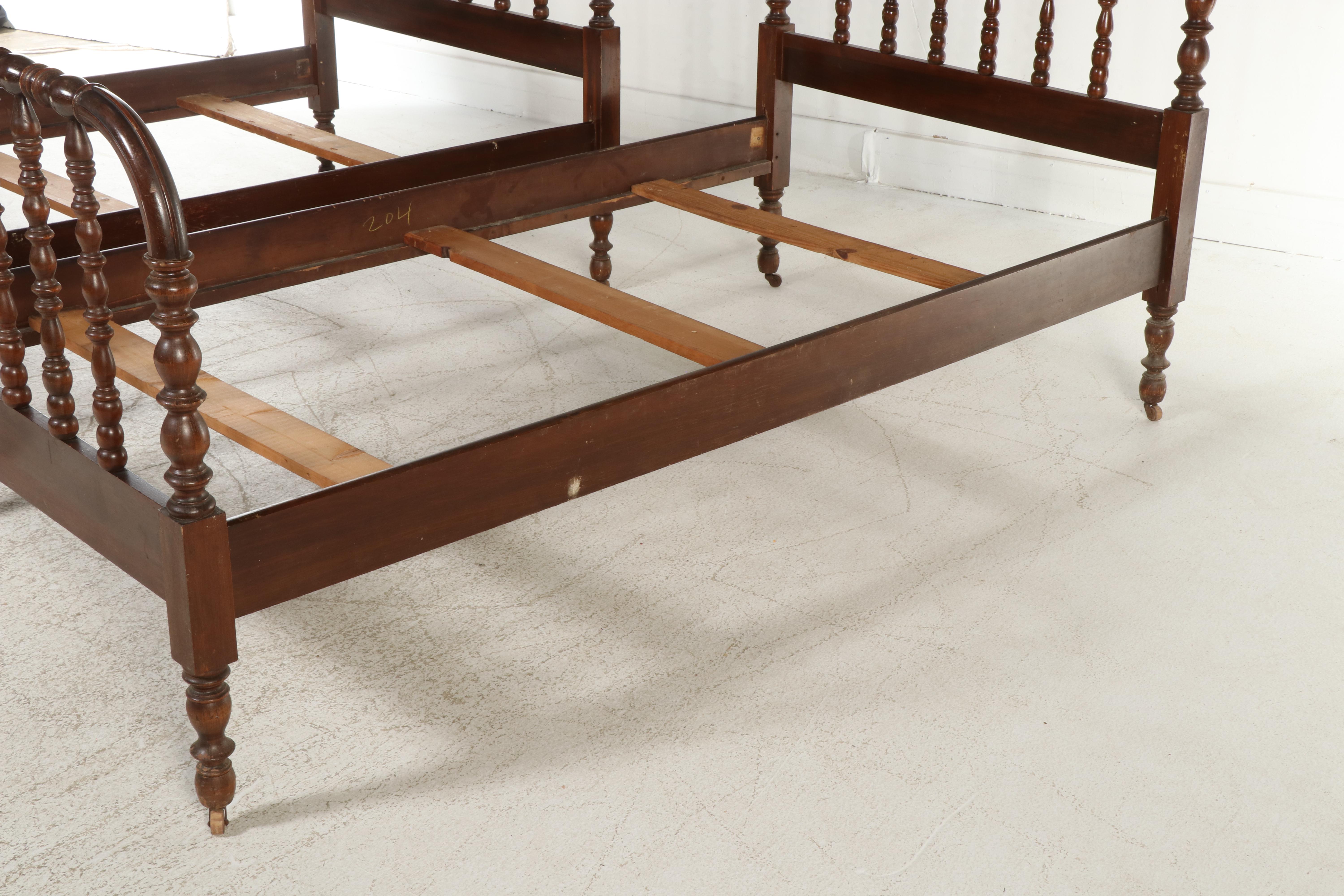 Pair of Jenny Lind Style Wood Twin Size Bed Frames, 20th Century