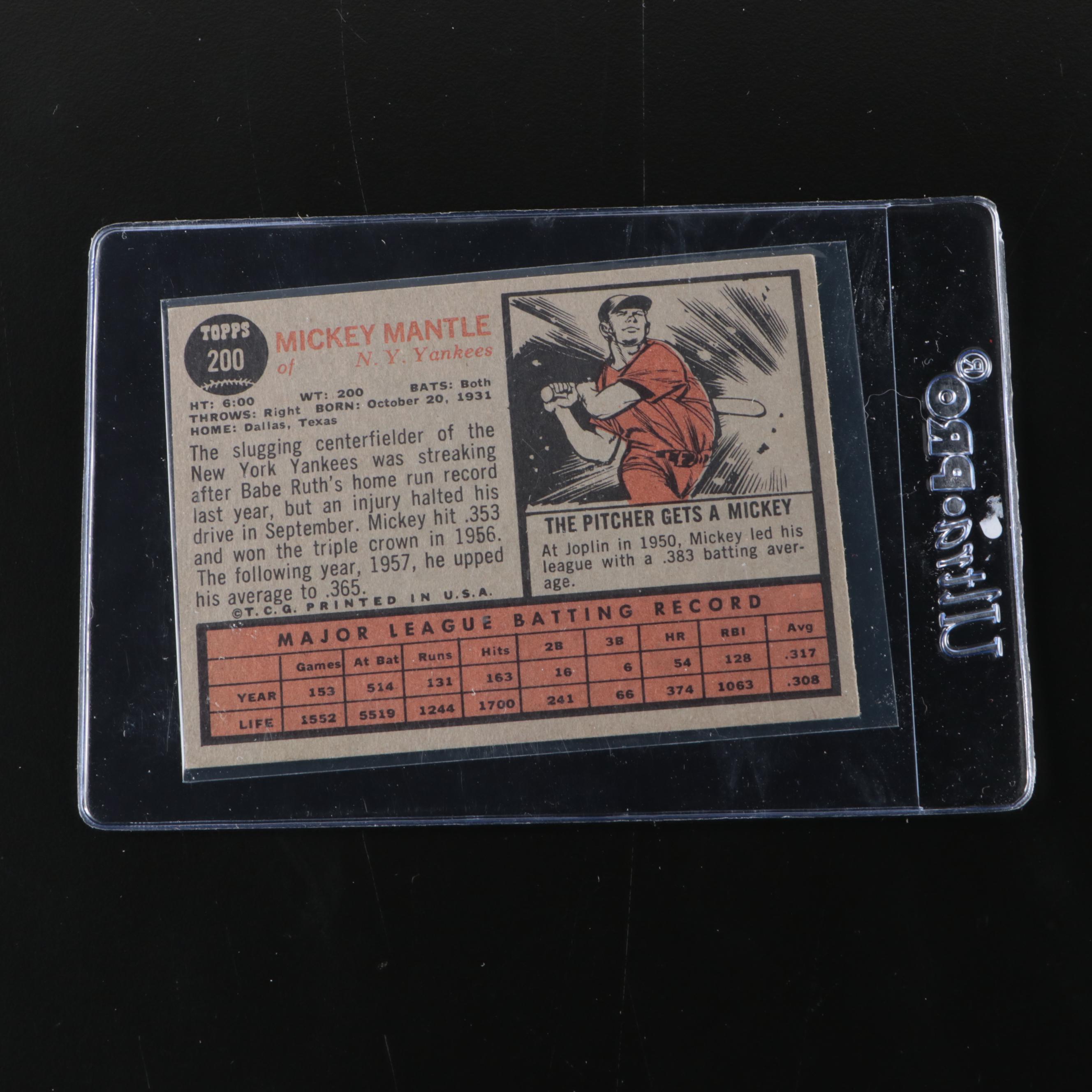 1962 Topps Mickey Mantle and 1962 Post Cereal Roger Maris Baseball Cards