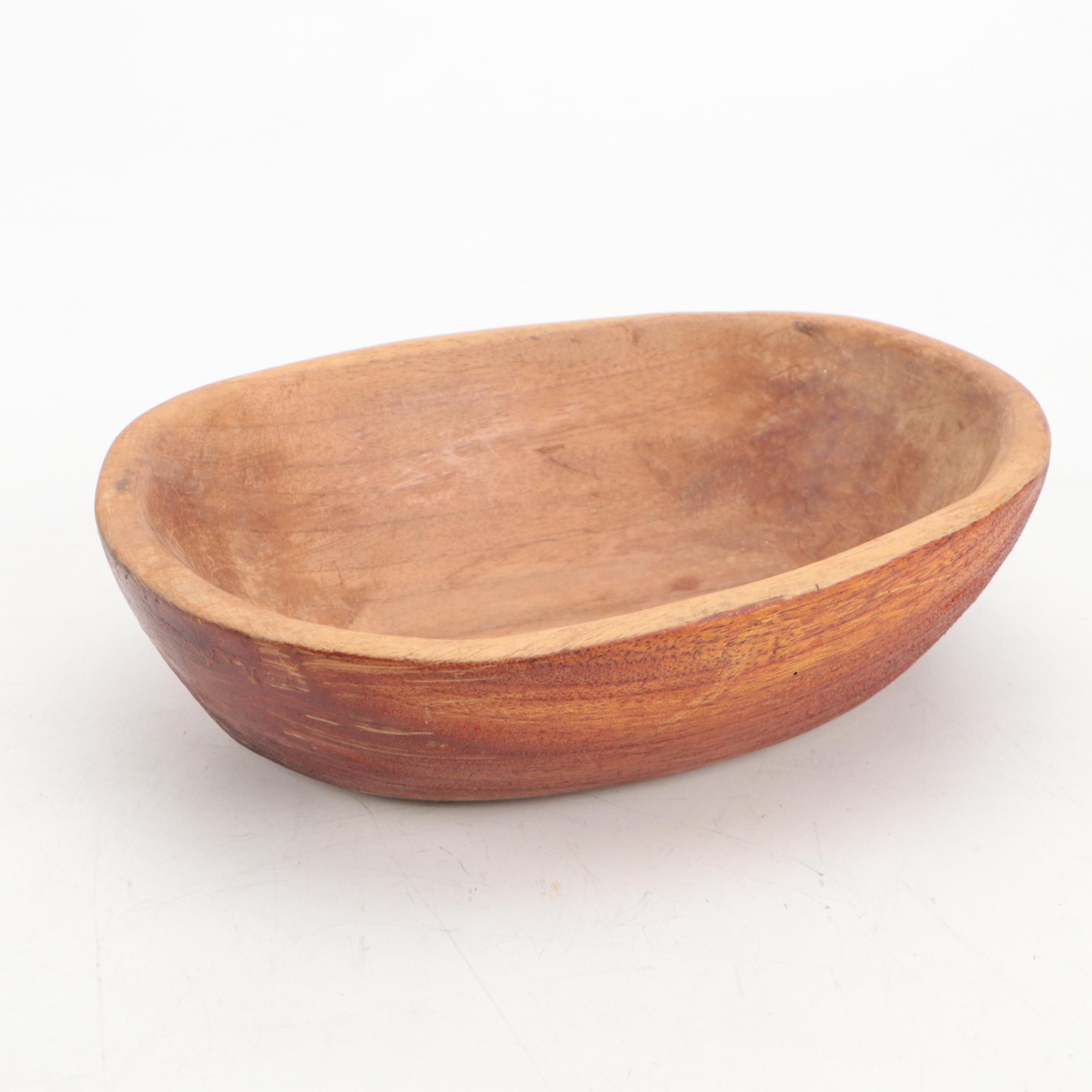Lester Clarke and Other Wooden Serving Bowls and Tray, Mid to Late 20th Century
