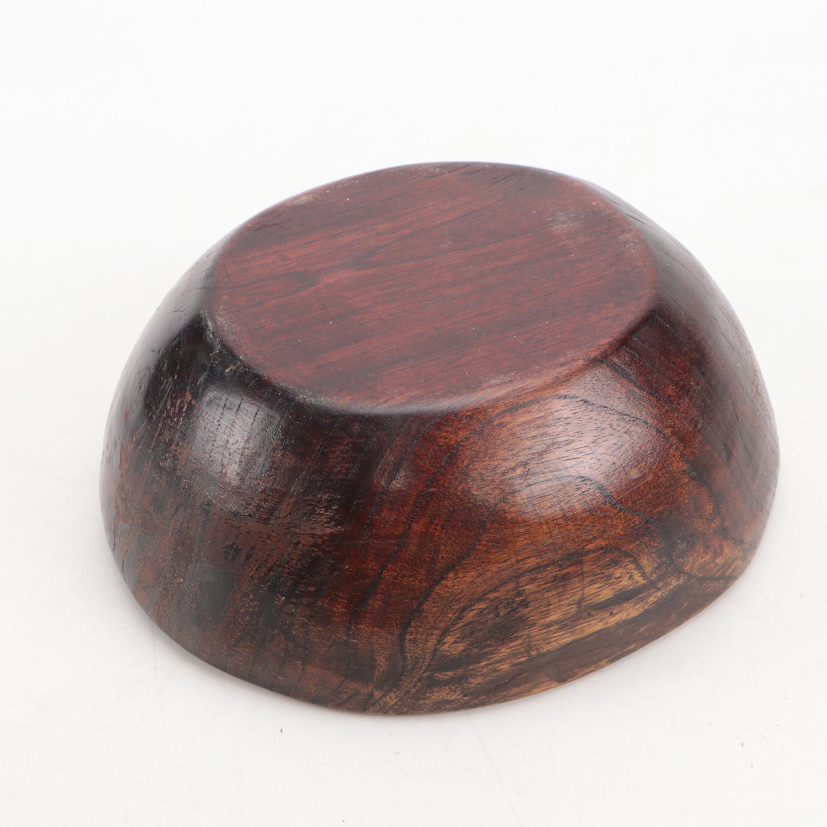 Lester Clarke and Other Wooden Serving Bowls and Tray, Mid to Late 20th Century