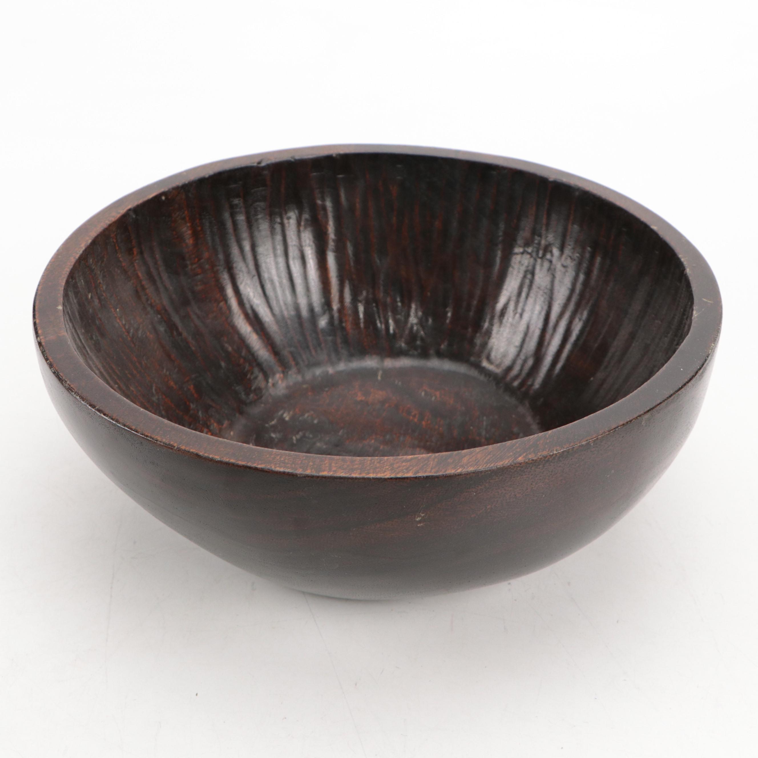 Lester Clarke and Other Wooden Serving Bowls and Tray, Mid to Late 20th Century