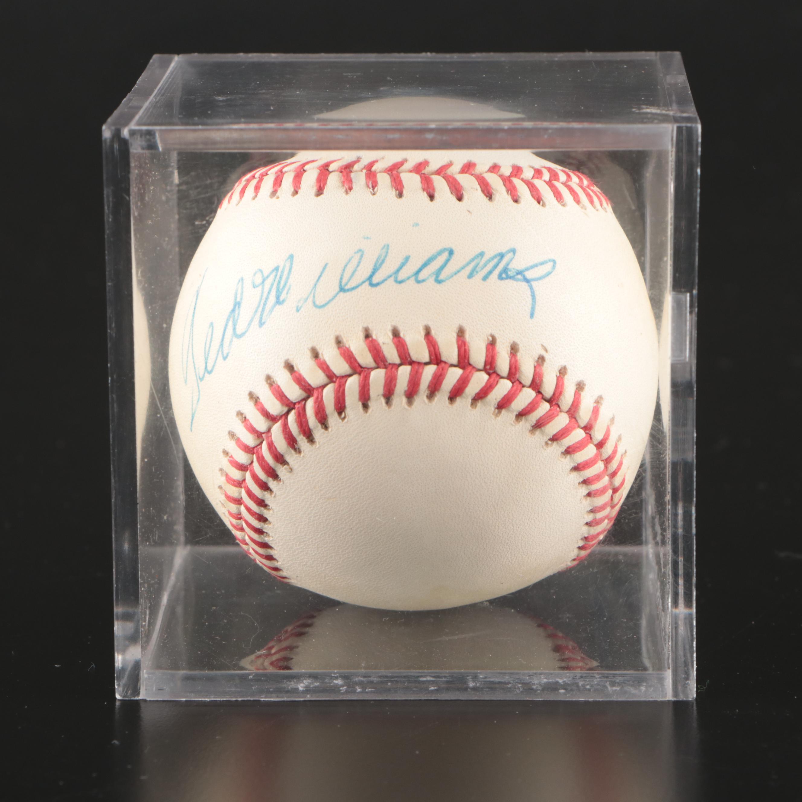 Ted Williams Signed Rawlings Official American League Baseball with Display, JSA