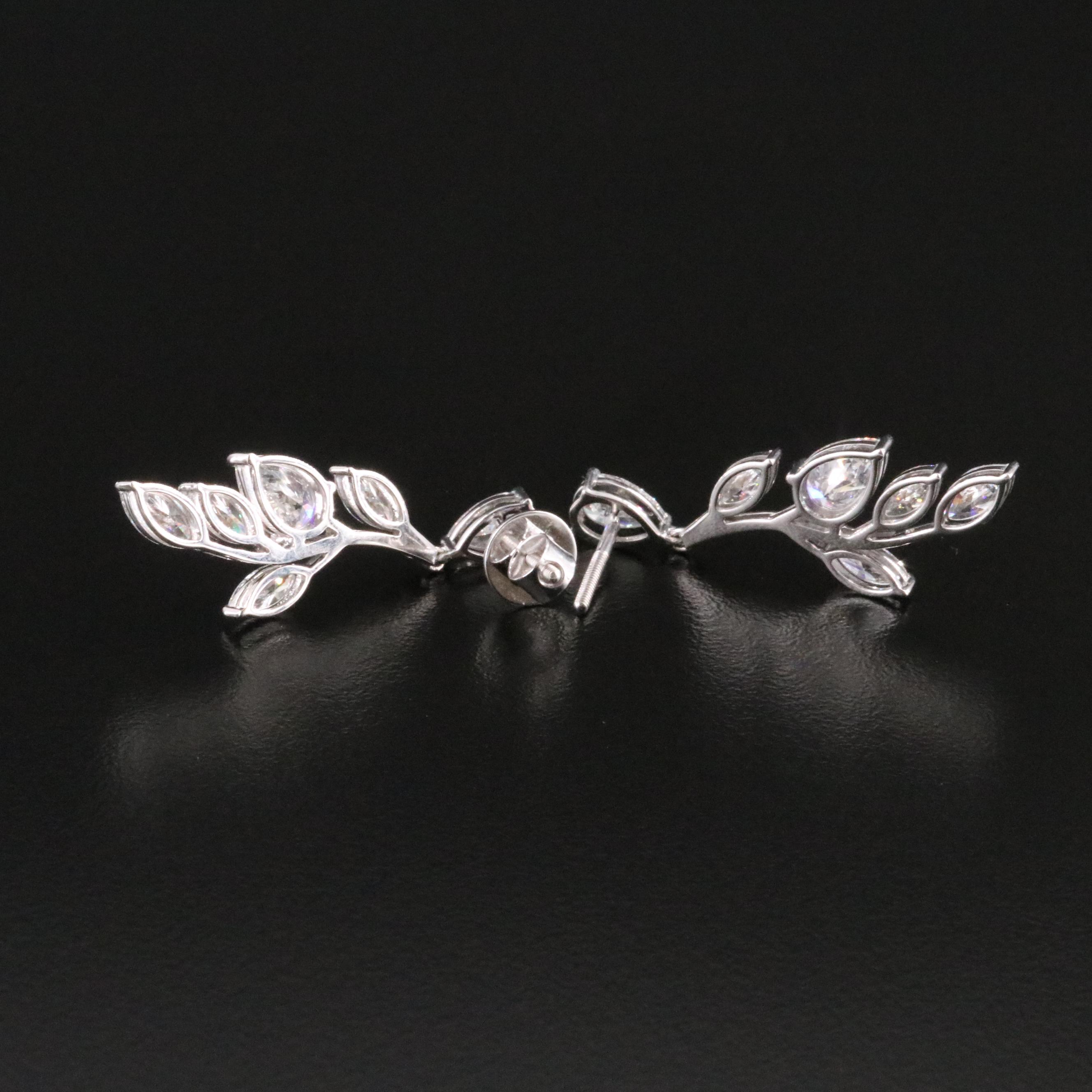 14K 4.56 CTW Lab Grown Diamond Foliate Earrings