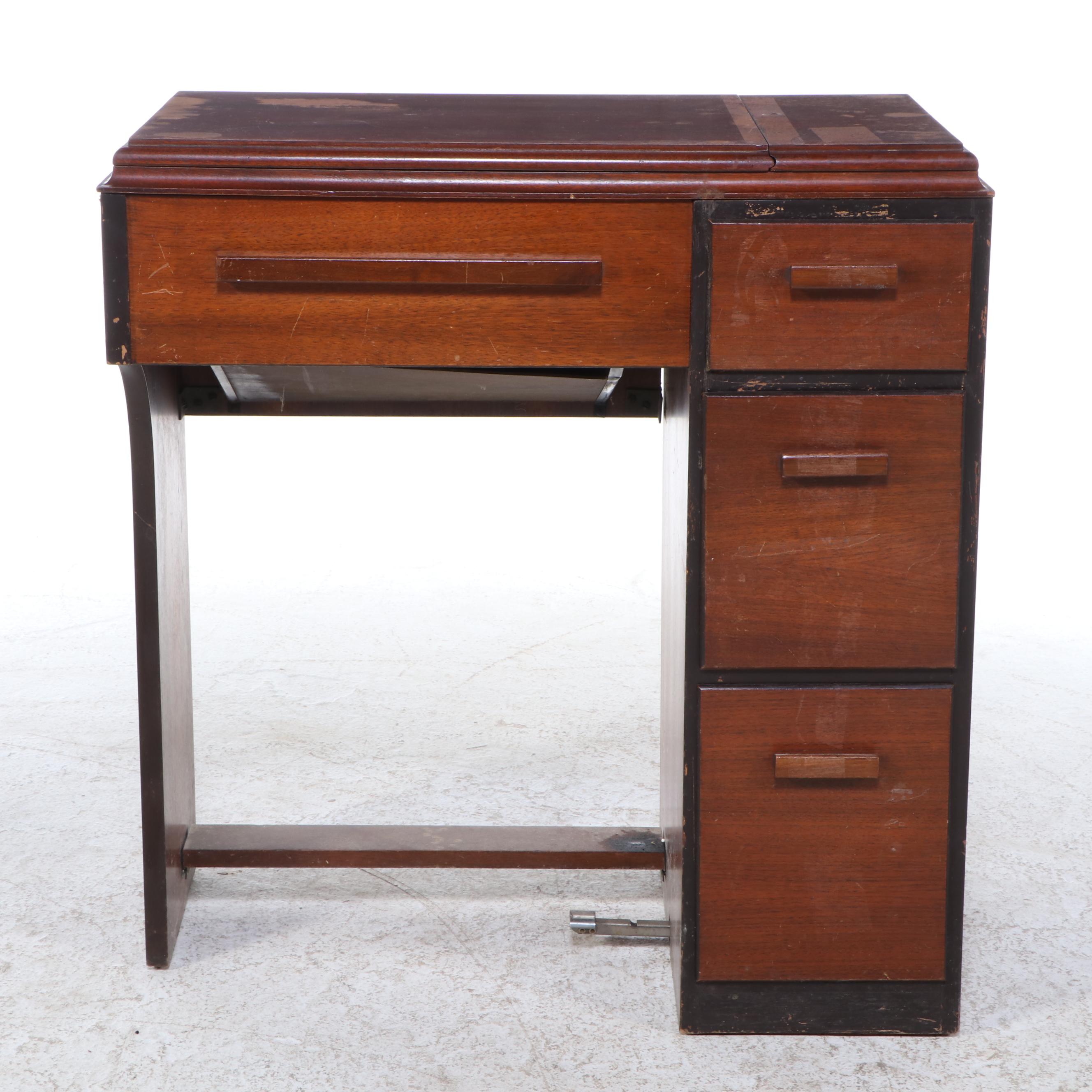 Singer Sewing Machine Model 15. and Table with Chair, 1950