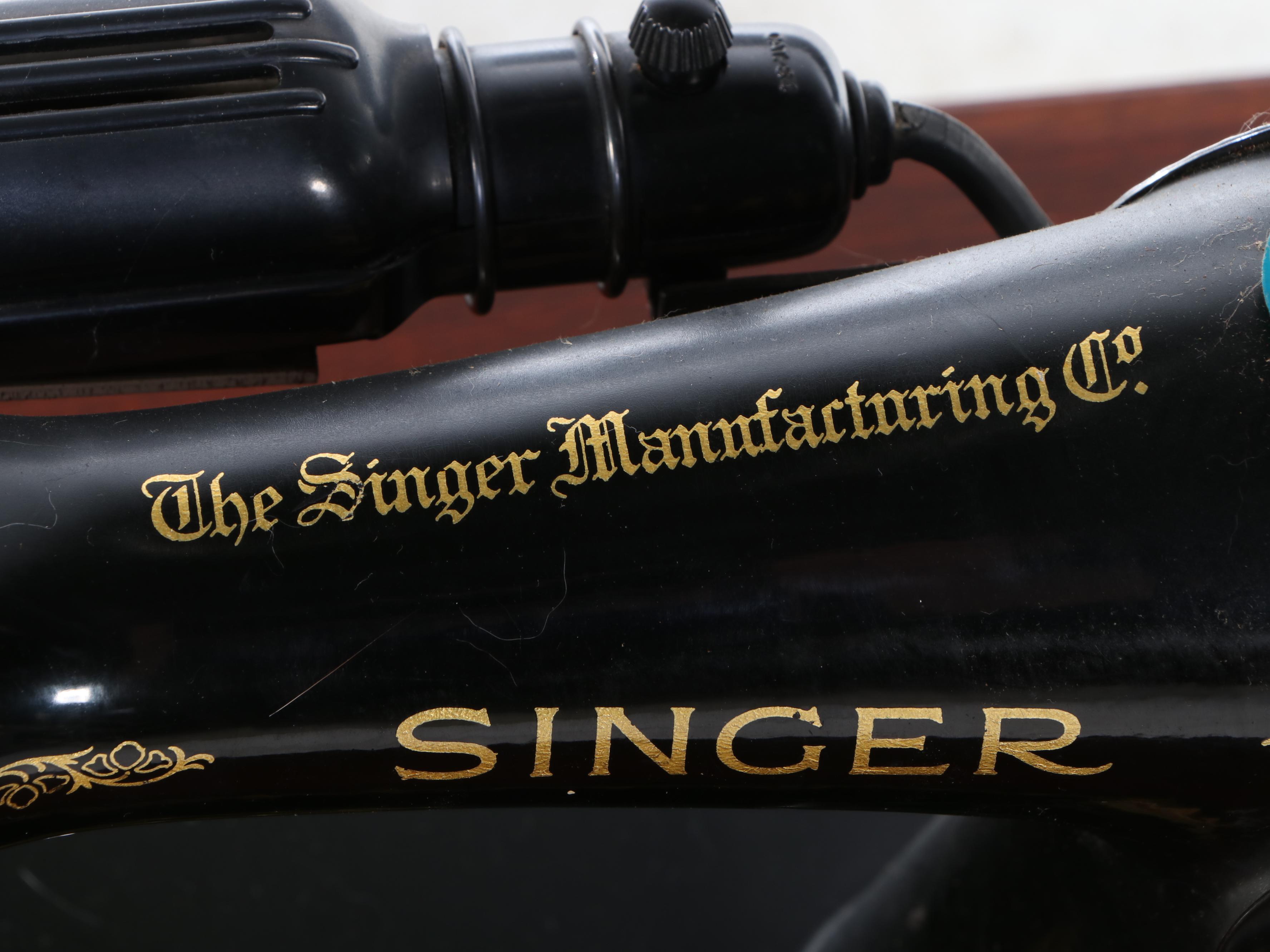 Singer Sewing Machine Model 15. and Table with Chair, 1950