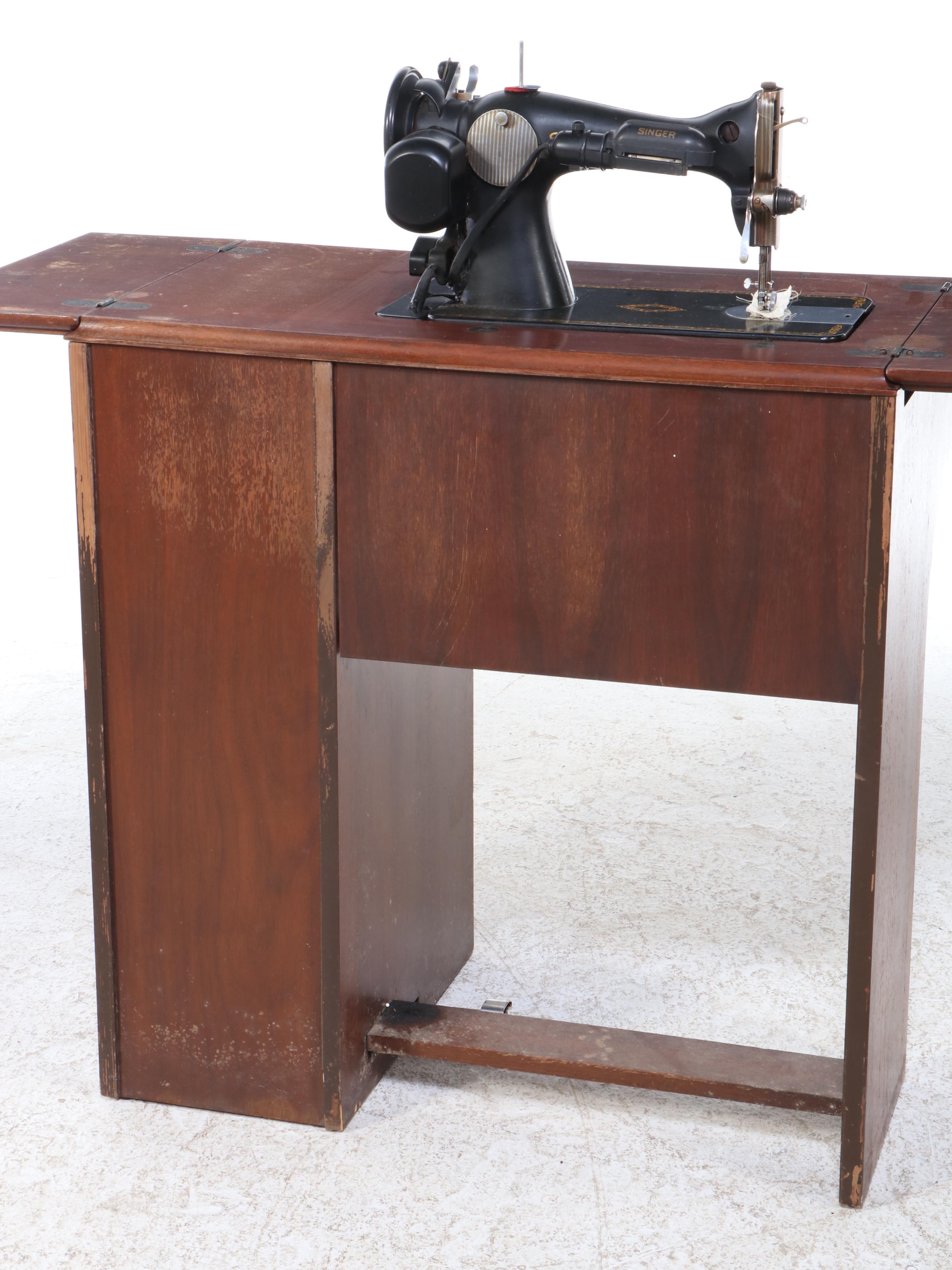 Singer Sewing Machine Model 15. and Table with Chair, 1950