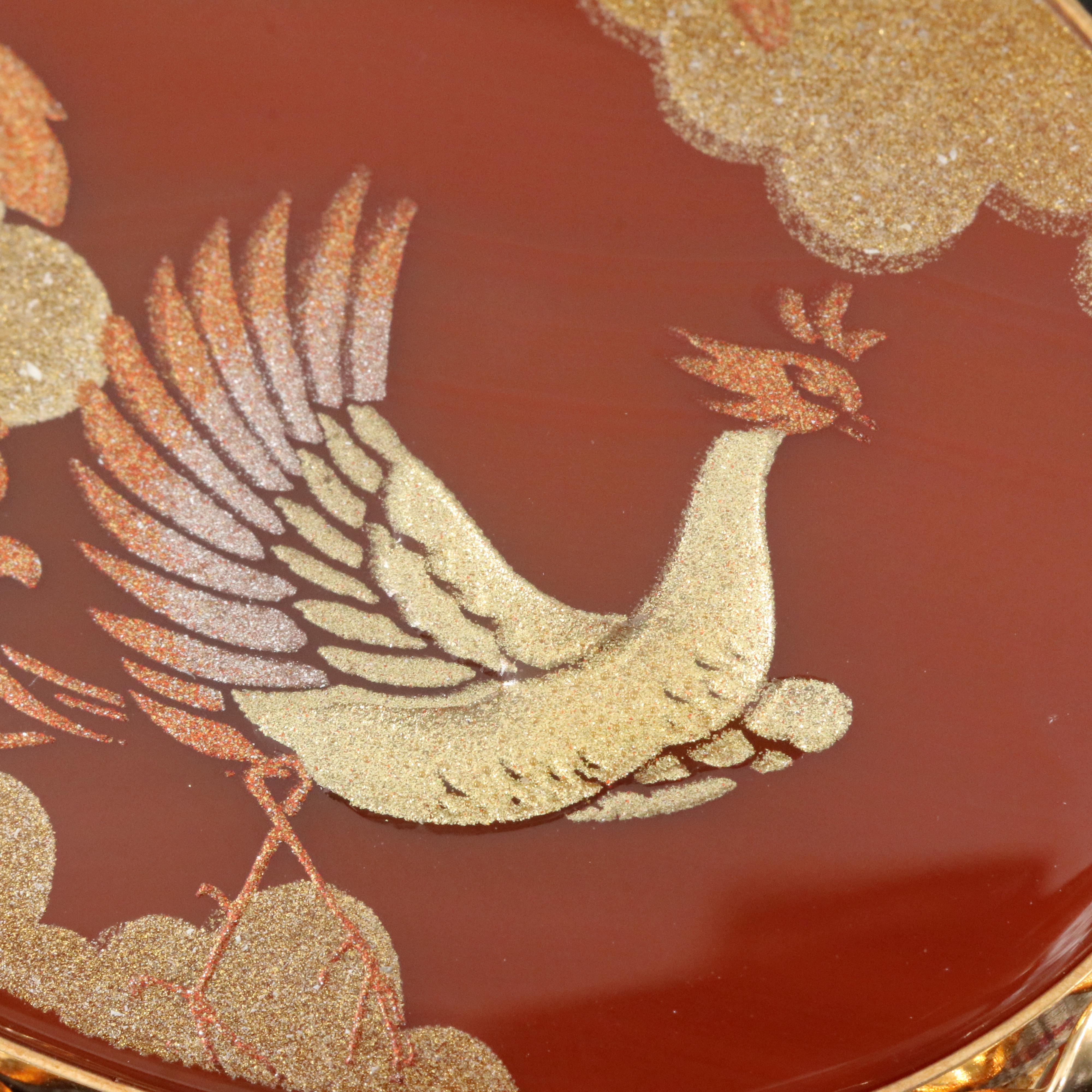 18K Agate Phoenix Converter Brooch