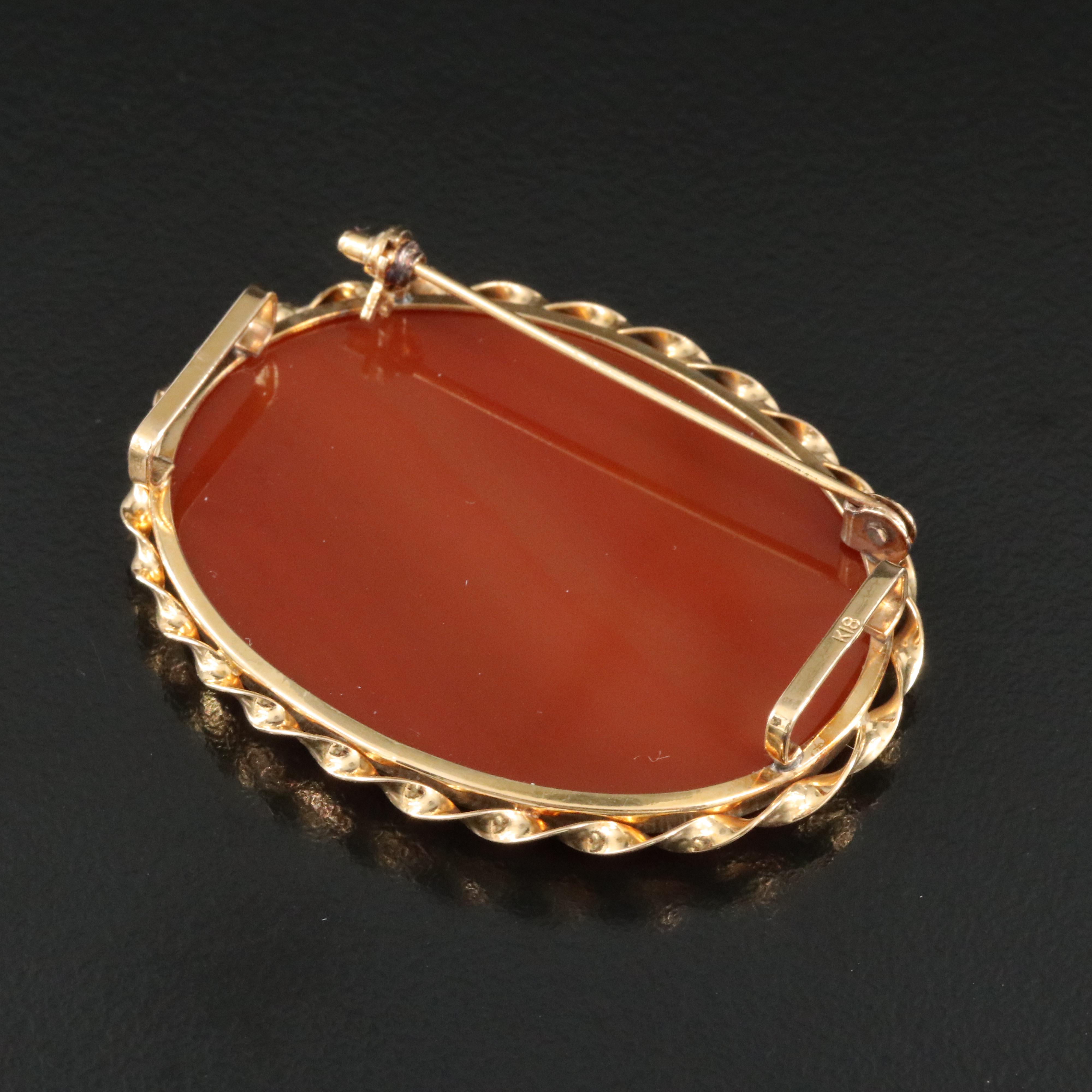 18K Agate Phoenix Converter Brooch