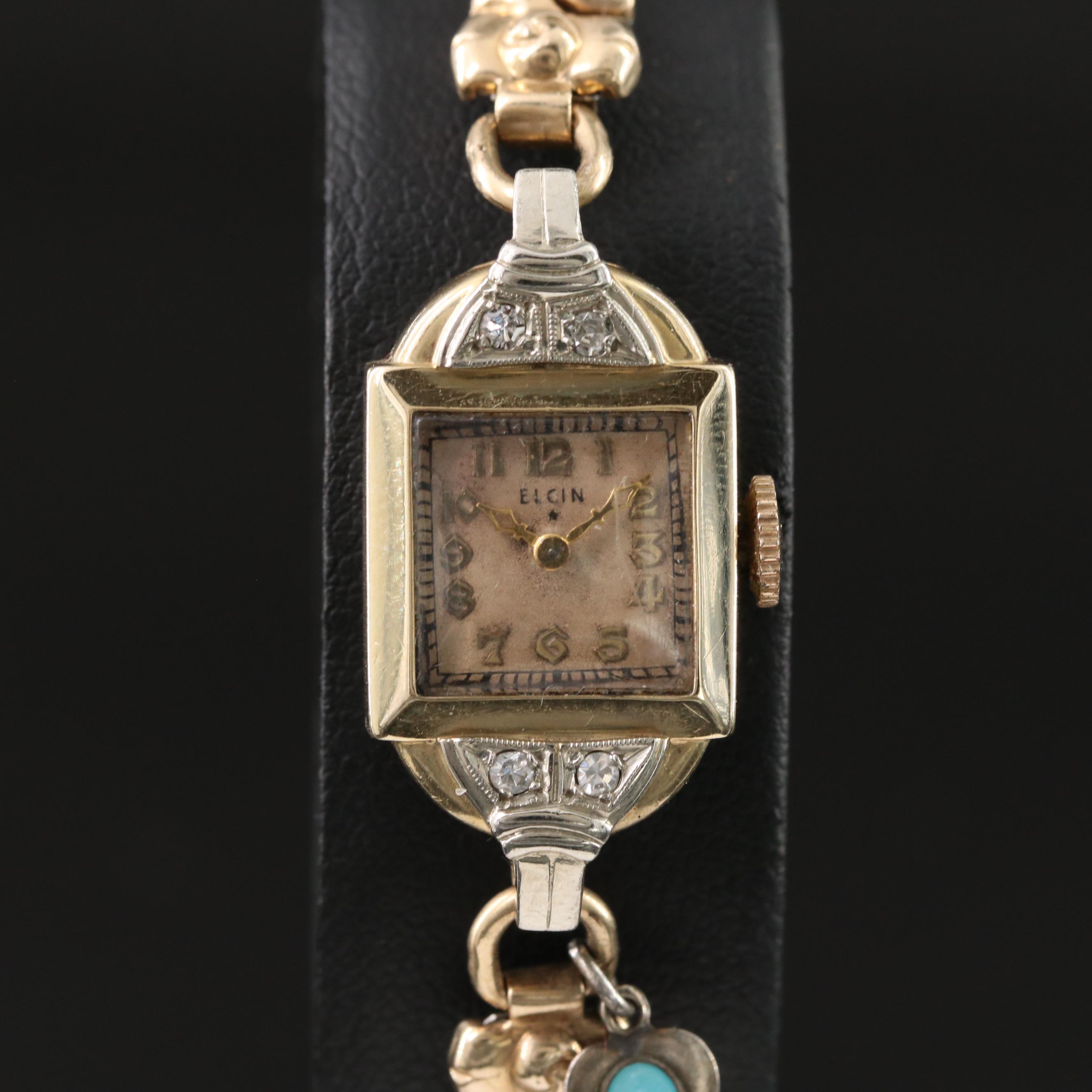14K Elgin Diamond Vintage Watch