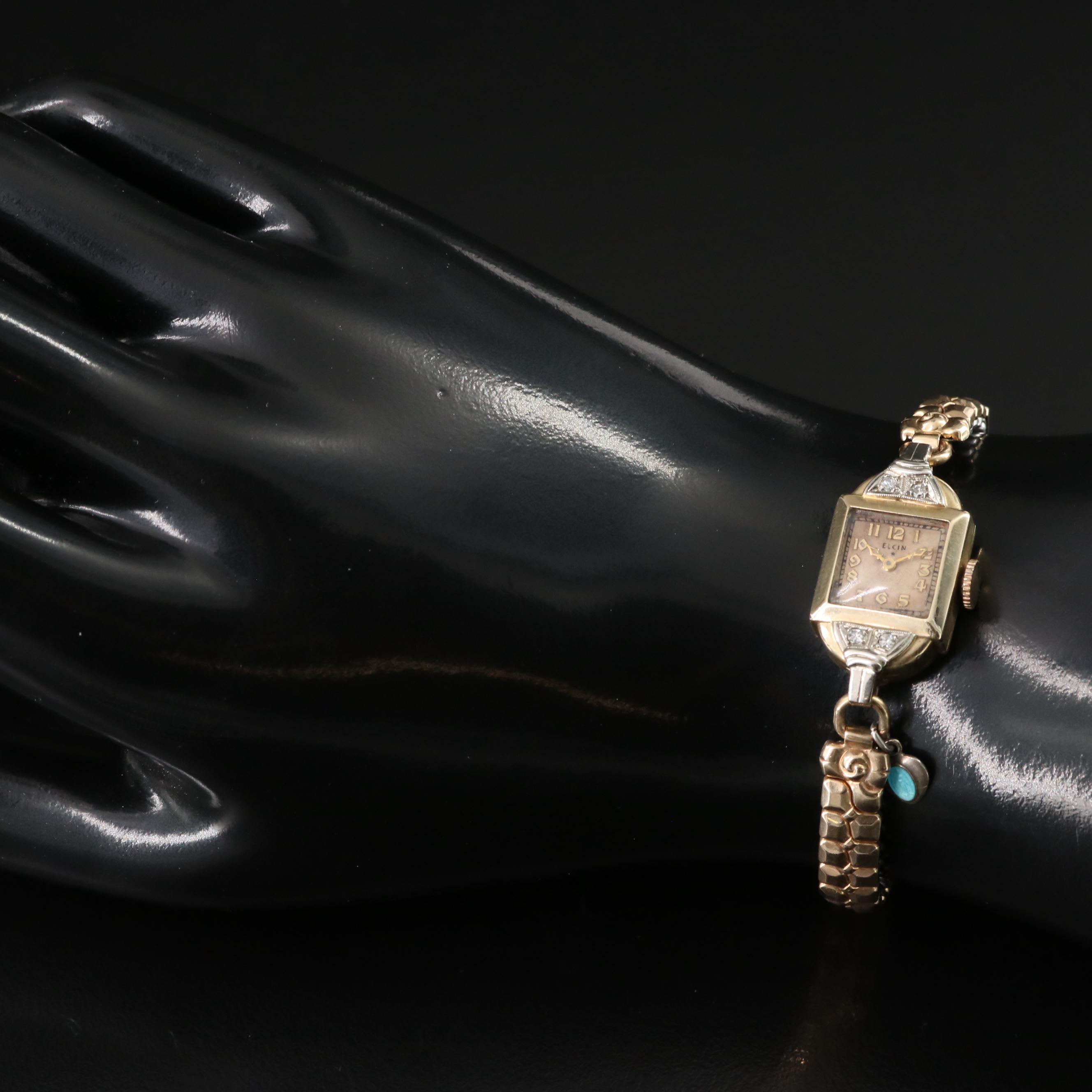 14K Elgin Diamond Vintage Watch