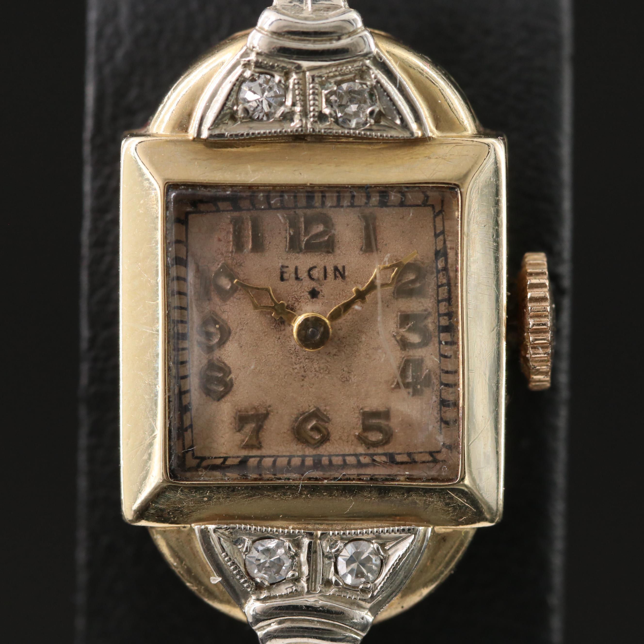 14K Elgin Diamond Vintage Watch