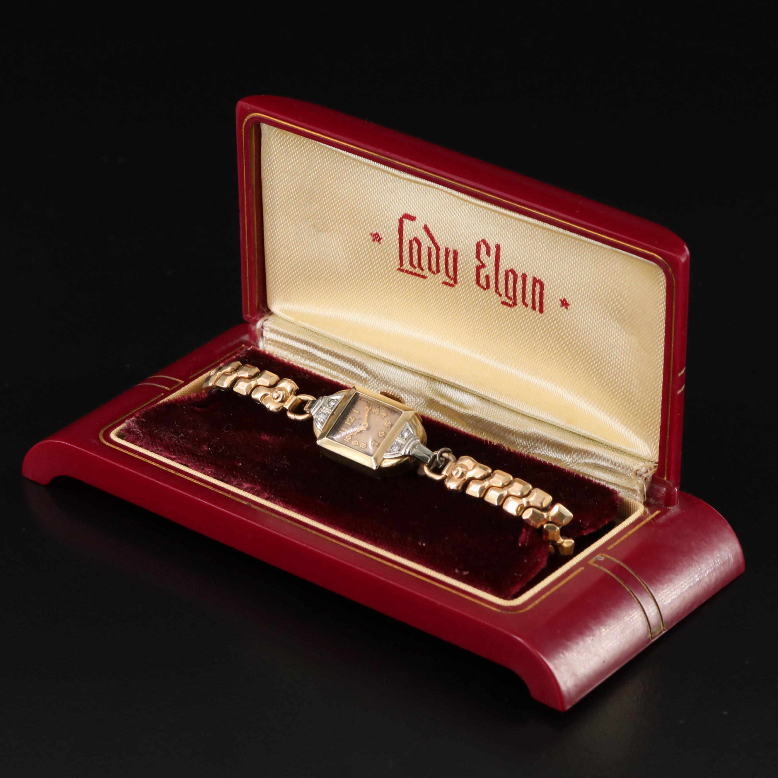 14K Elgin Diamond Vintage Watch