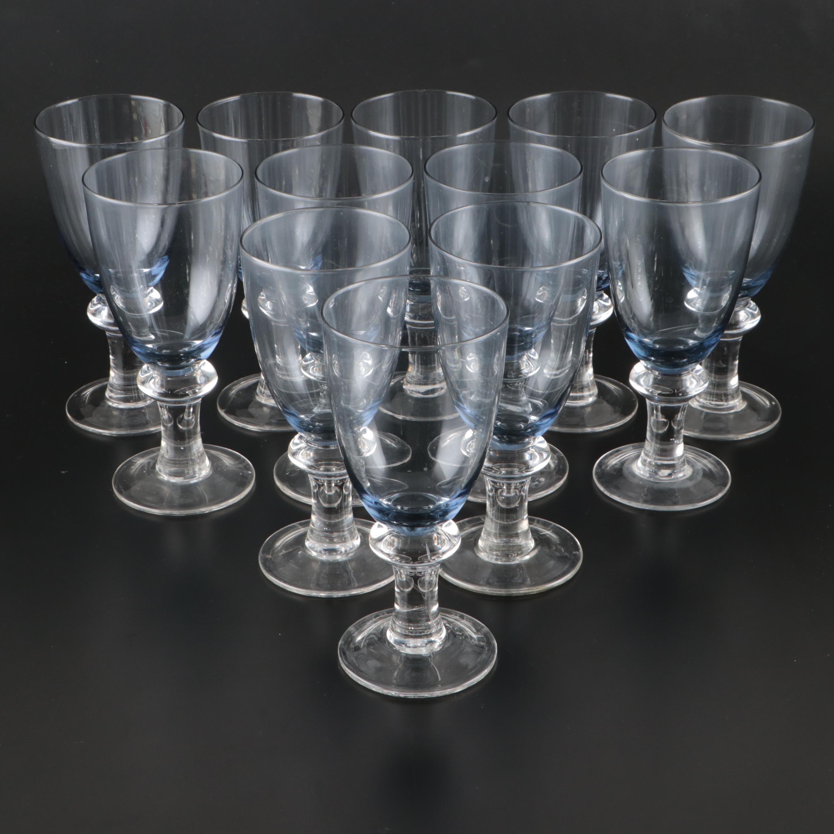 Water Goblets with Smoke Bowl and Lobed Stem, Set of Twelve