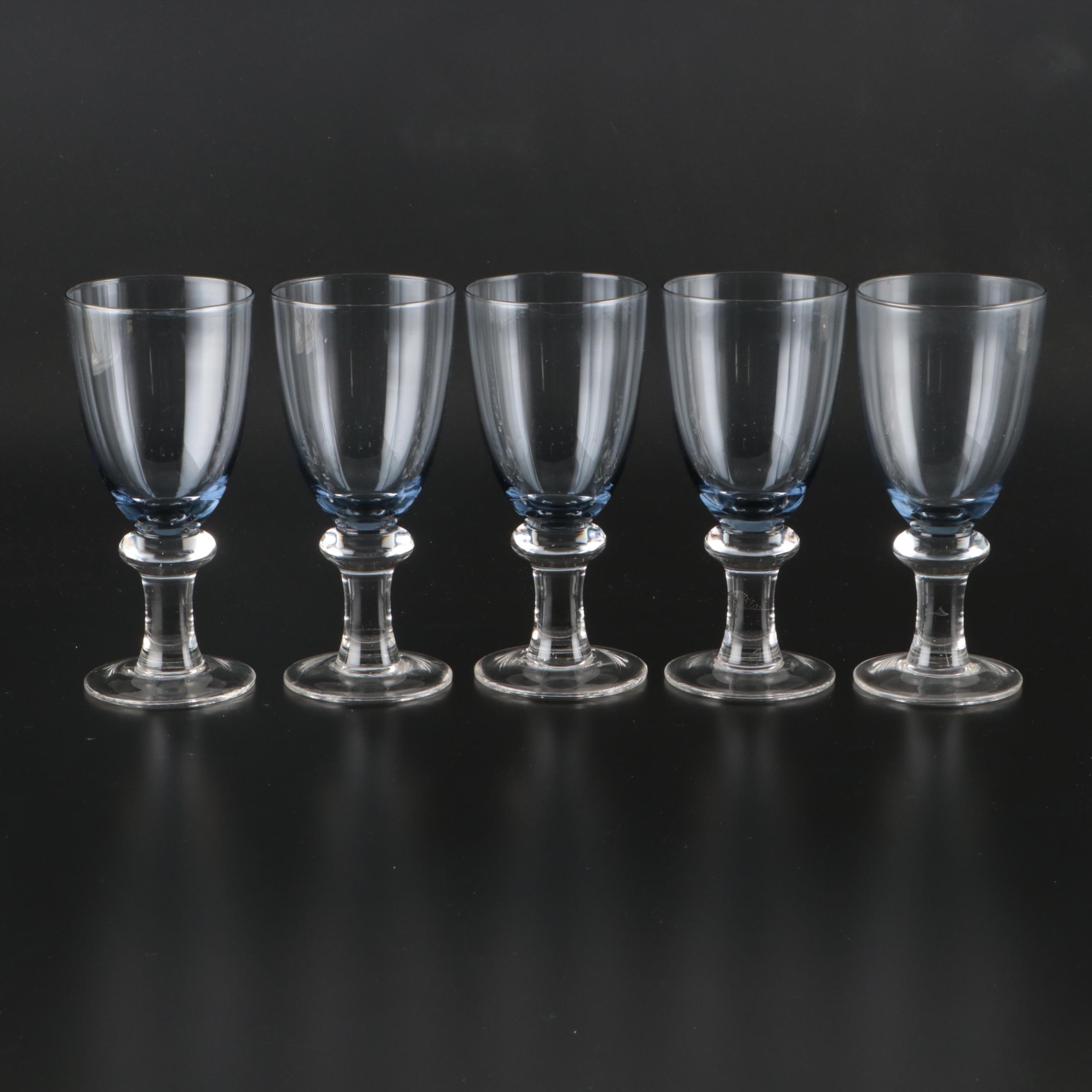 Water Goblets with Smoke Bowl and Lobed Stem, Set of Twelve