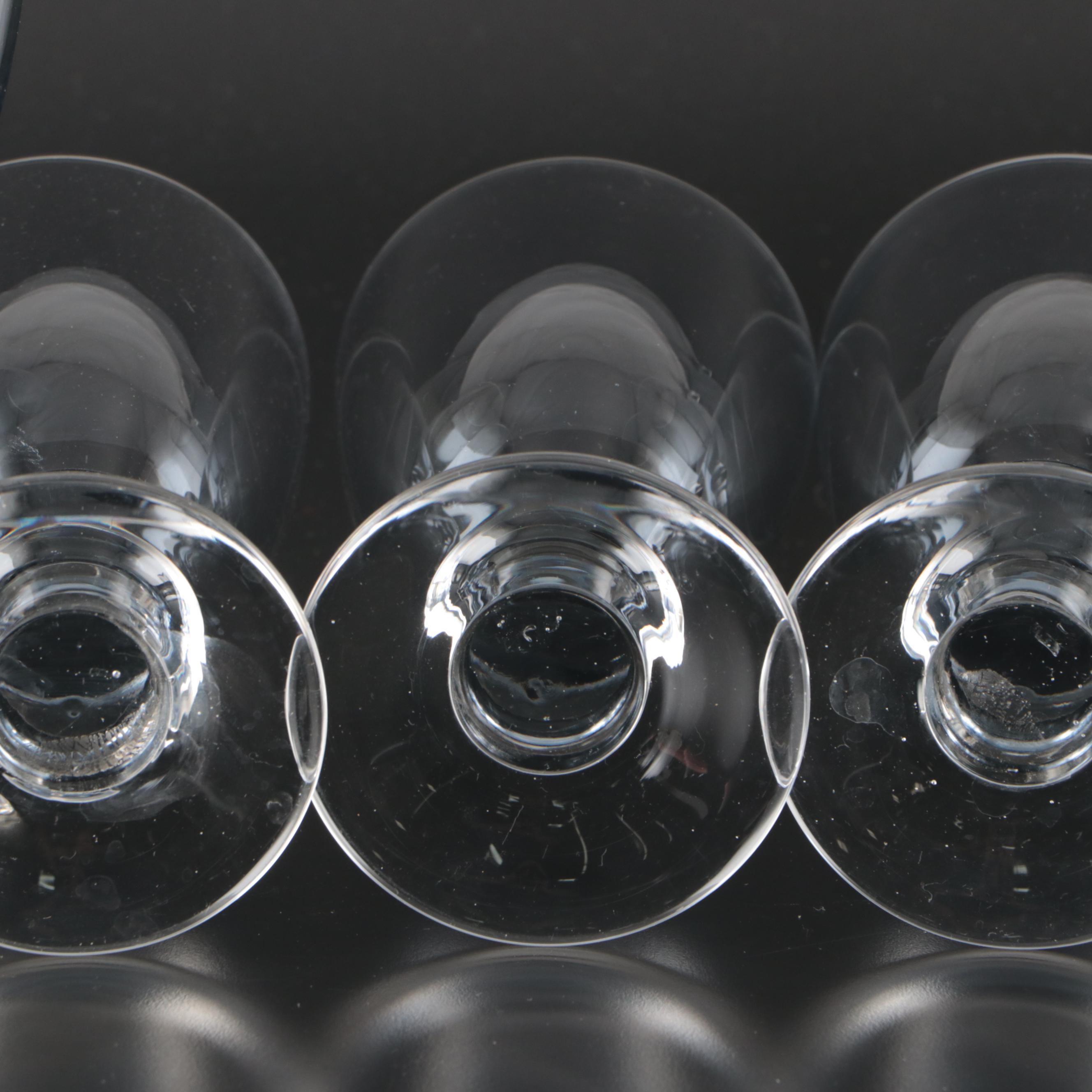 Water Goblets with Smoke Bowl and Lobed Stem, Set of Twelve