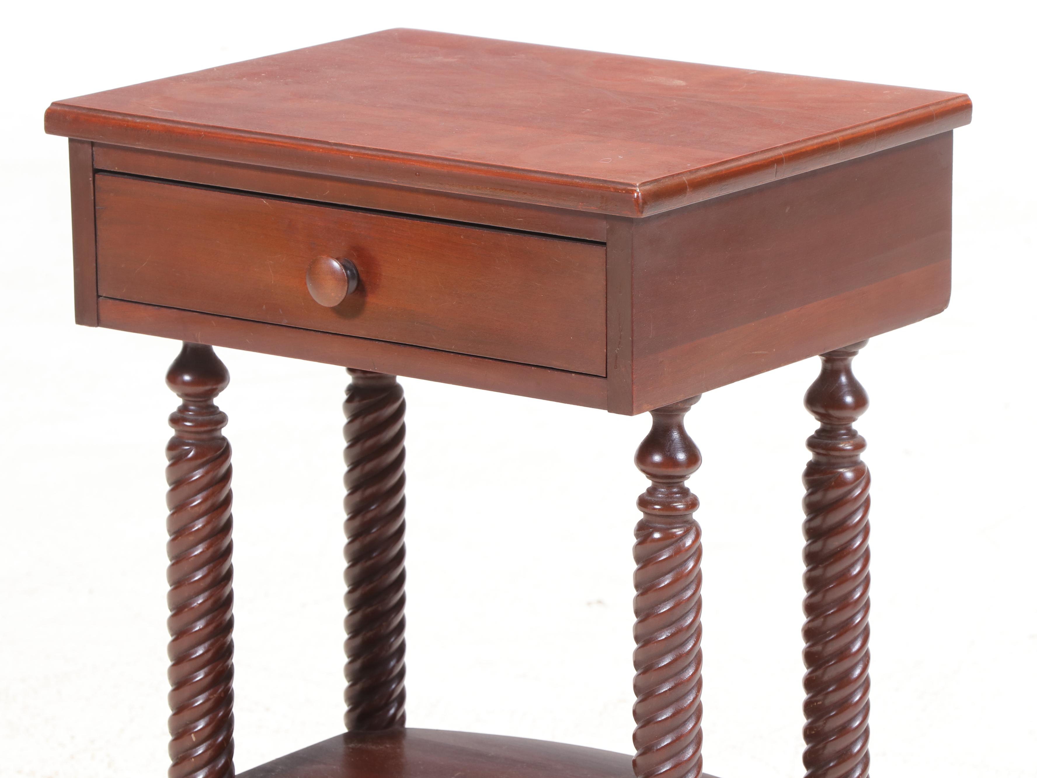 Consider H. Willett Wildwood Cherry Barley Twist End Table, 20th Century