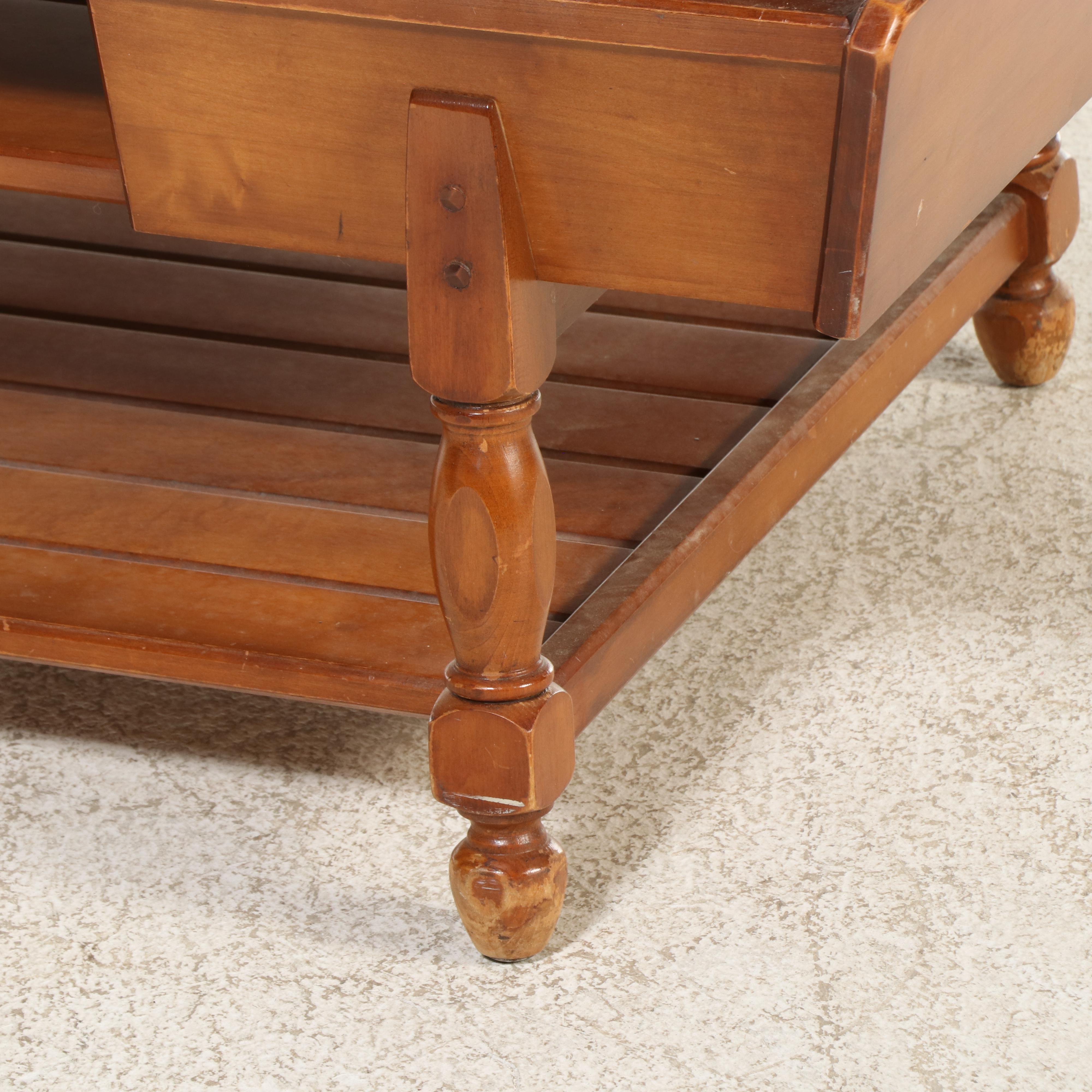 American Colonial Style Maple and Ceramic Tile Coffee Table