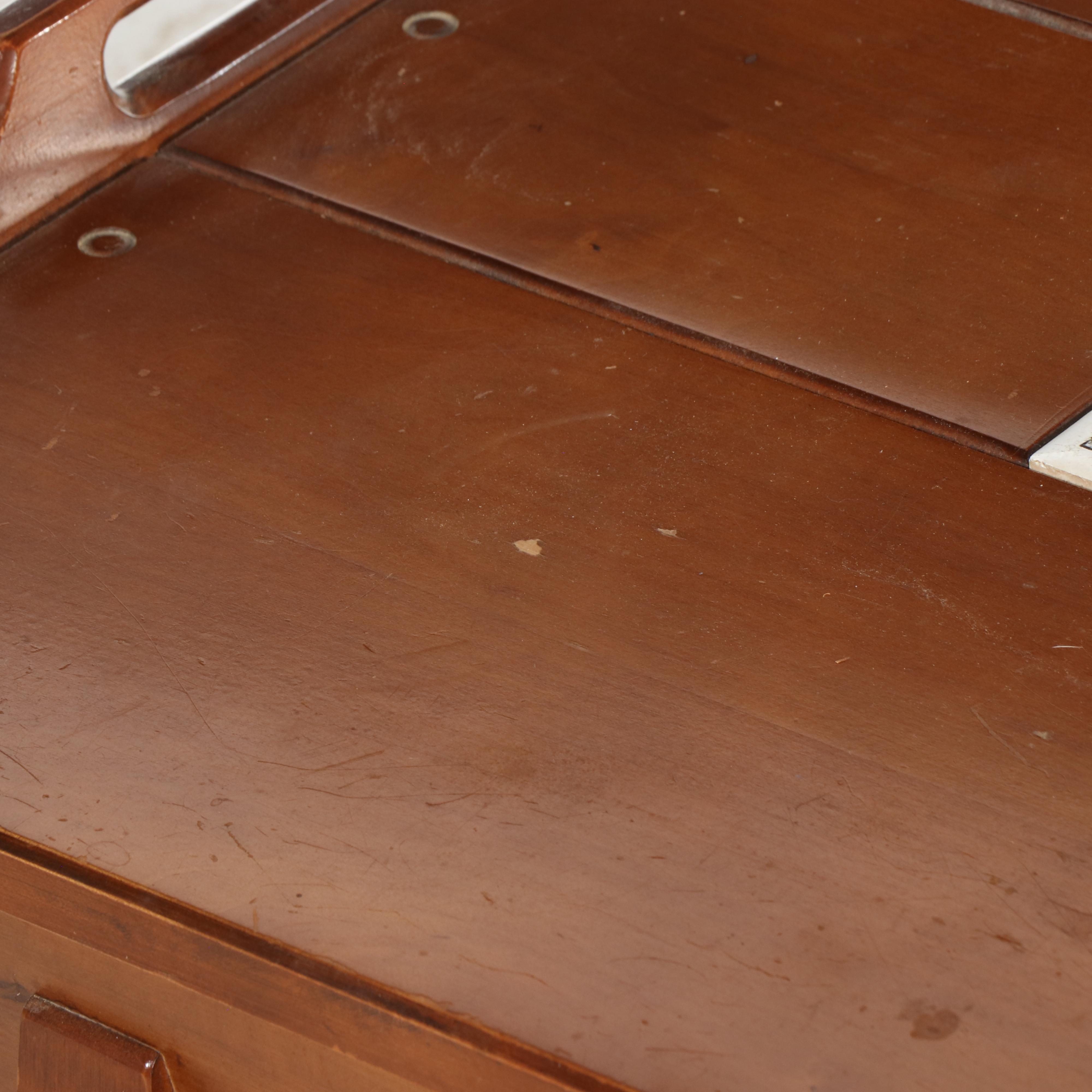 American Colonial Style Maple and Ceramic Tile Coffee Table