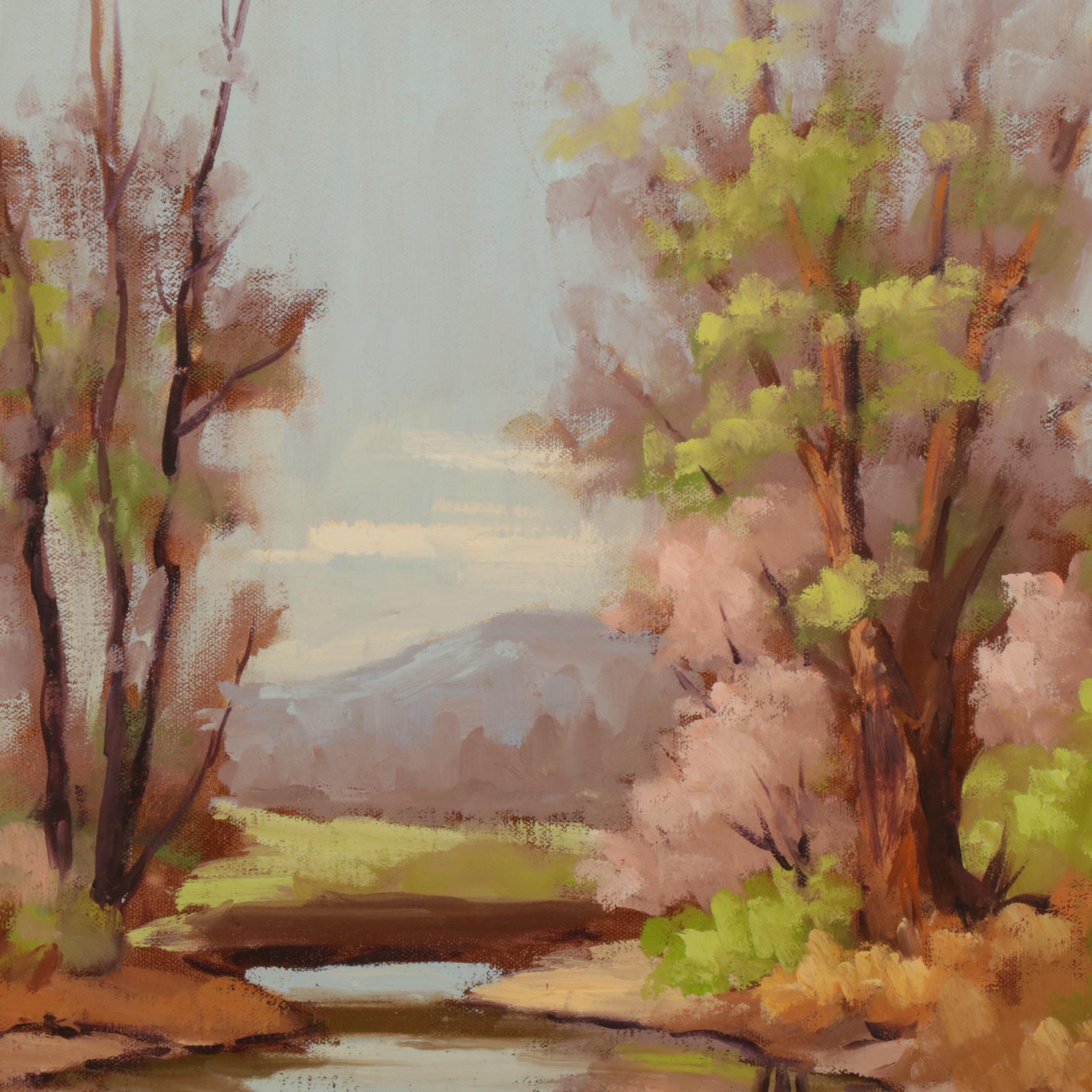 Impressionist Style Spring Landscape Oil Painting Signed Alberta Doan