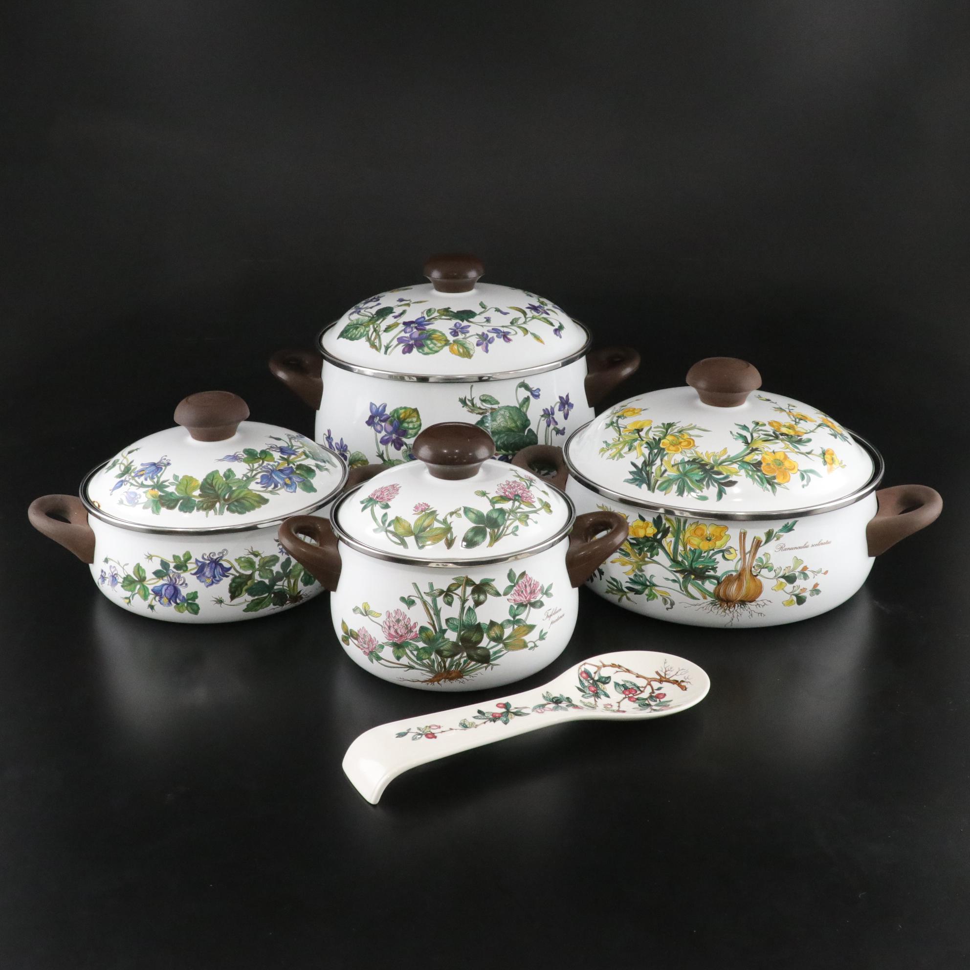 Villeroy & Boch "Botanica" Enameled Metal Pots with Spoon Rest