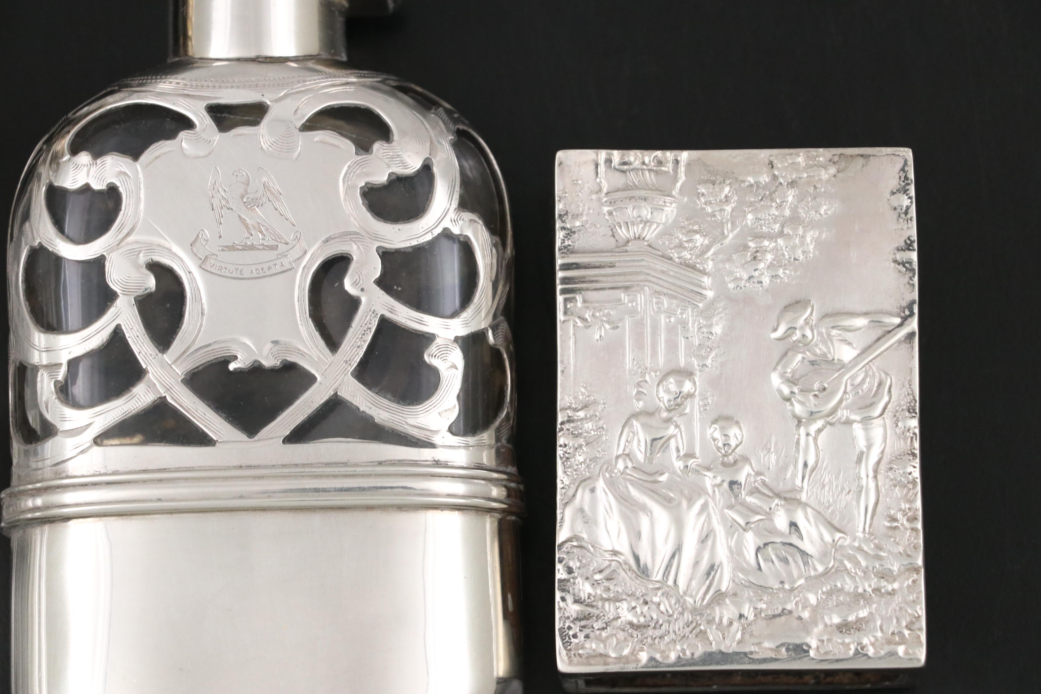 Edwardian Sterling Silver Overlay with Other Perfume Bottles and Accessories
