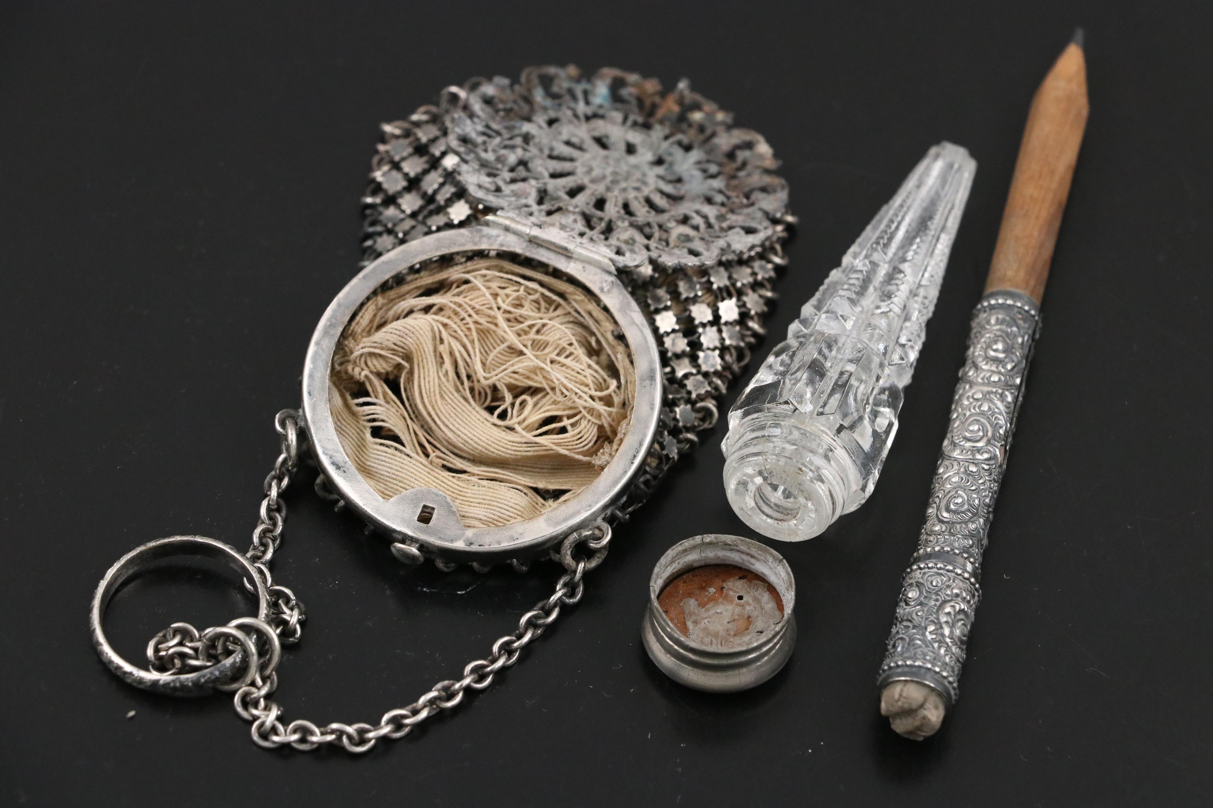 Edwardian Sterling Silver Overlay with Other Perfume Bottles and Accessories