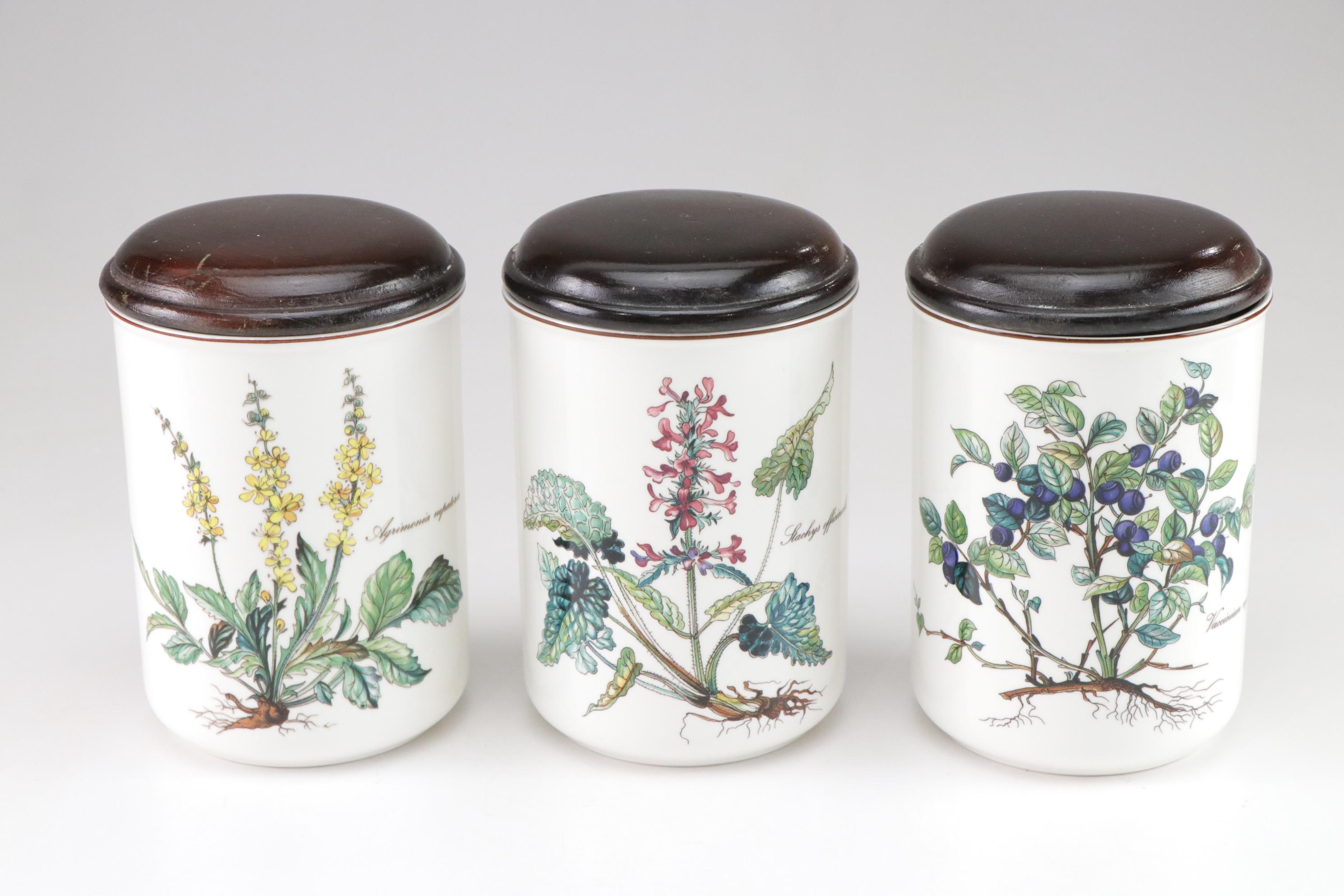 Villeroy & Boch "Botanica" Porcelain Canister Set with Wood Lids
