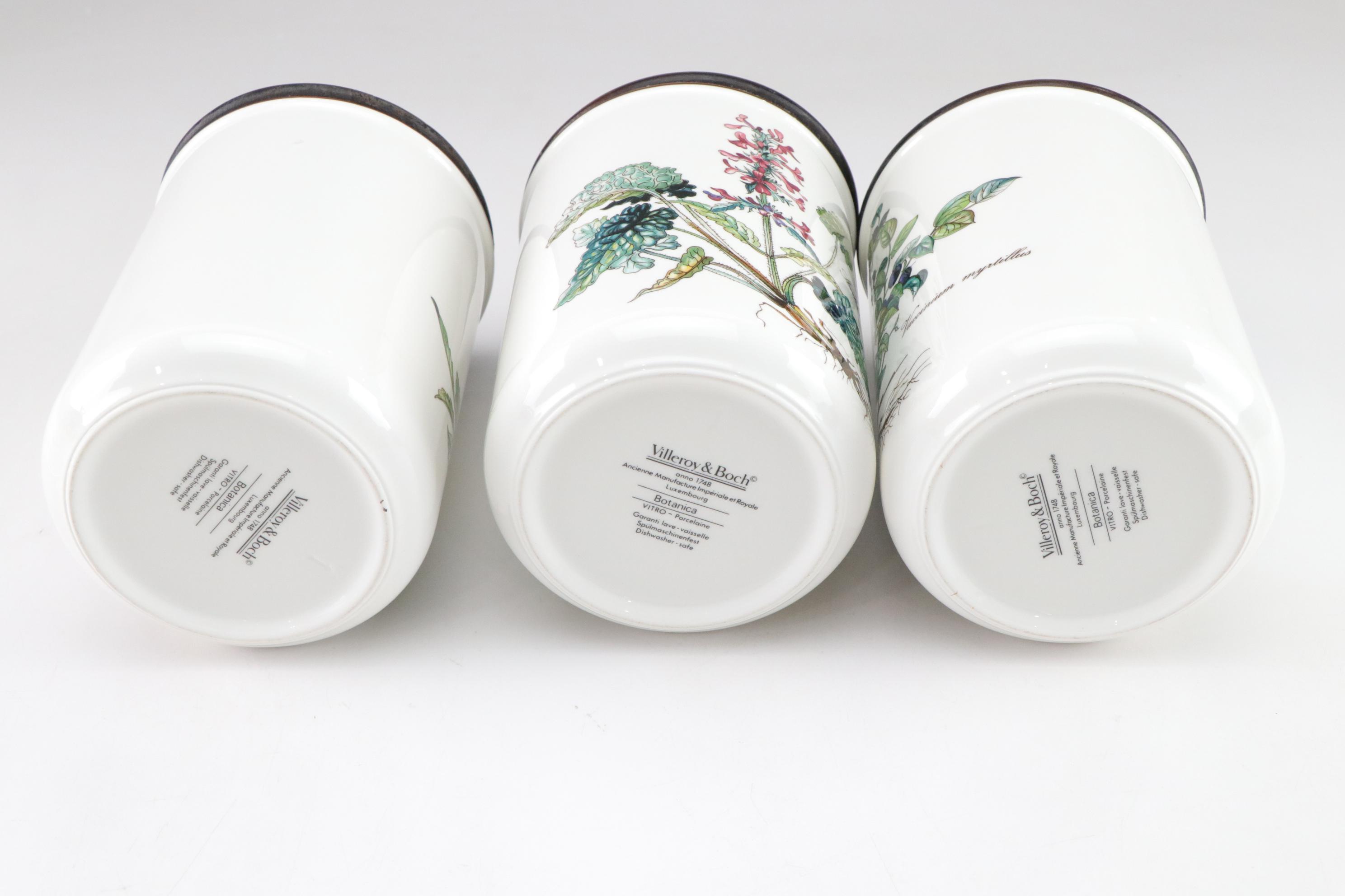 Villeroy & Boch "Botanica" Porcelain Canister Set with Wood Lids