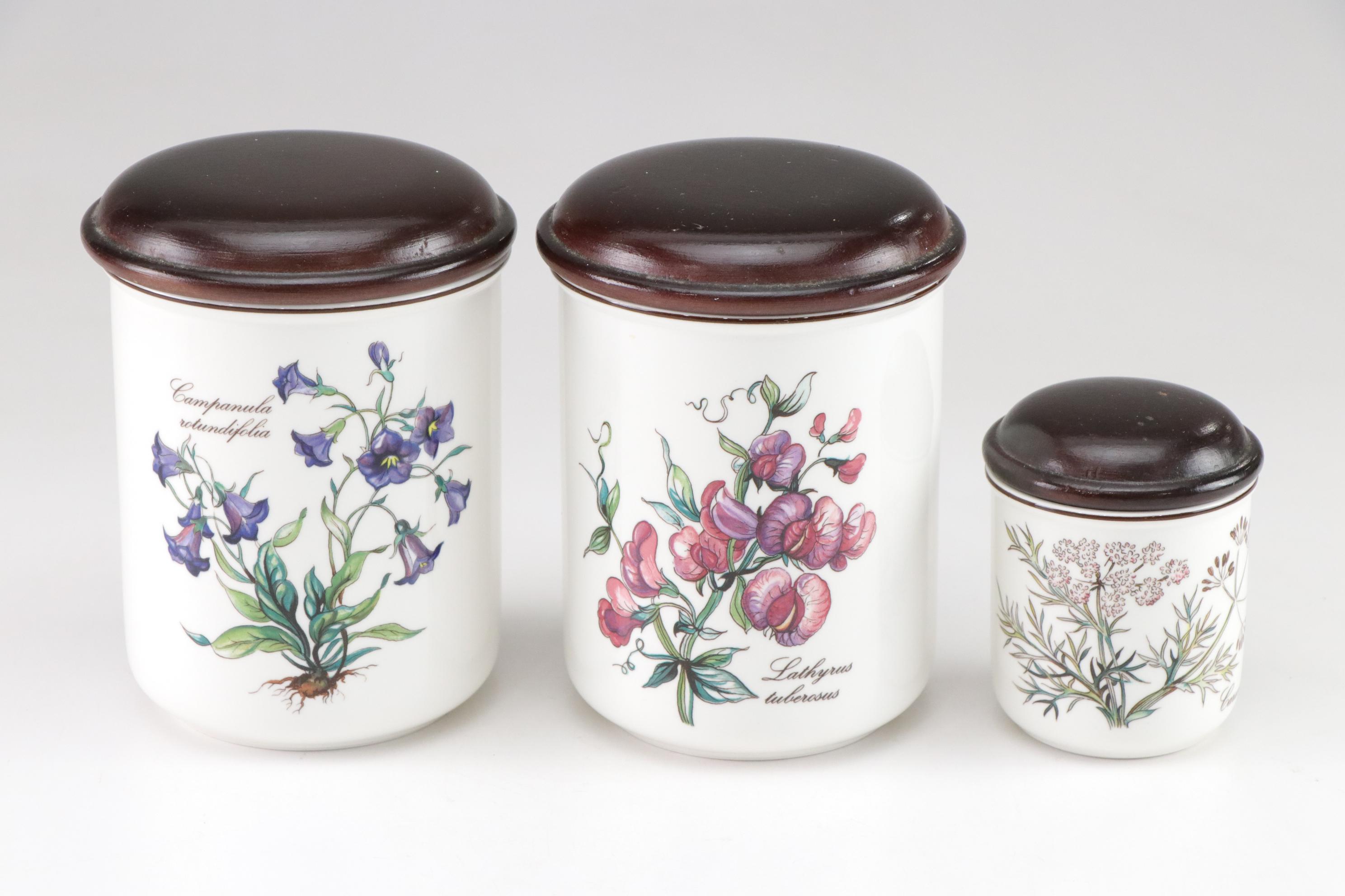 Villeroy & Boch "Botanica" Porcelain Canister Set with Wood Lids