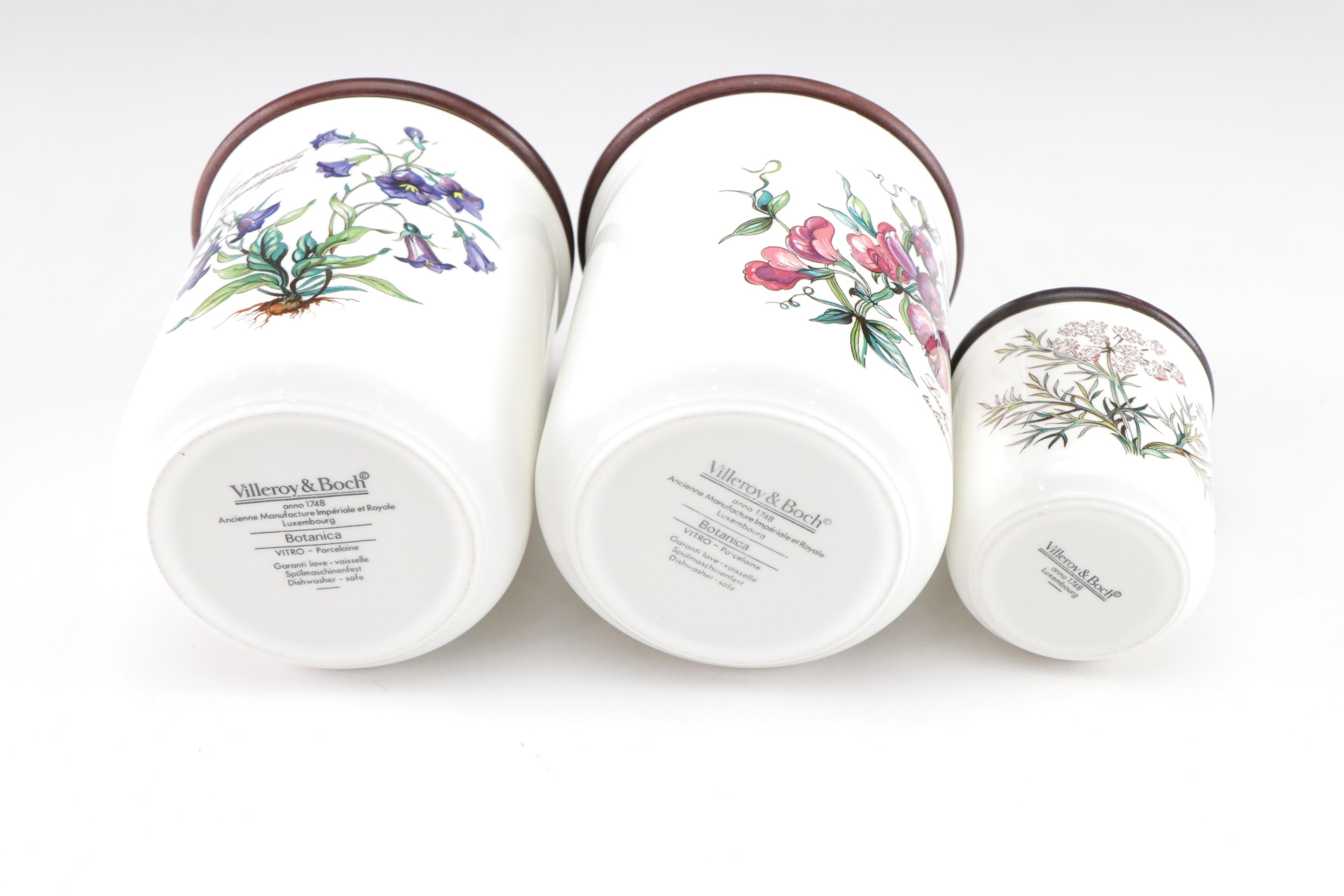 Villeroy & Boch "Botanica" Porcelain Canister Set with Wood Lids