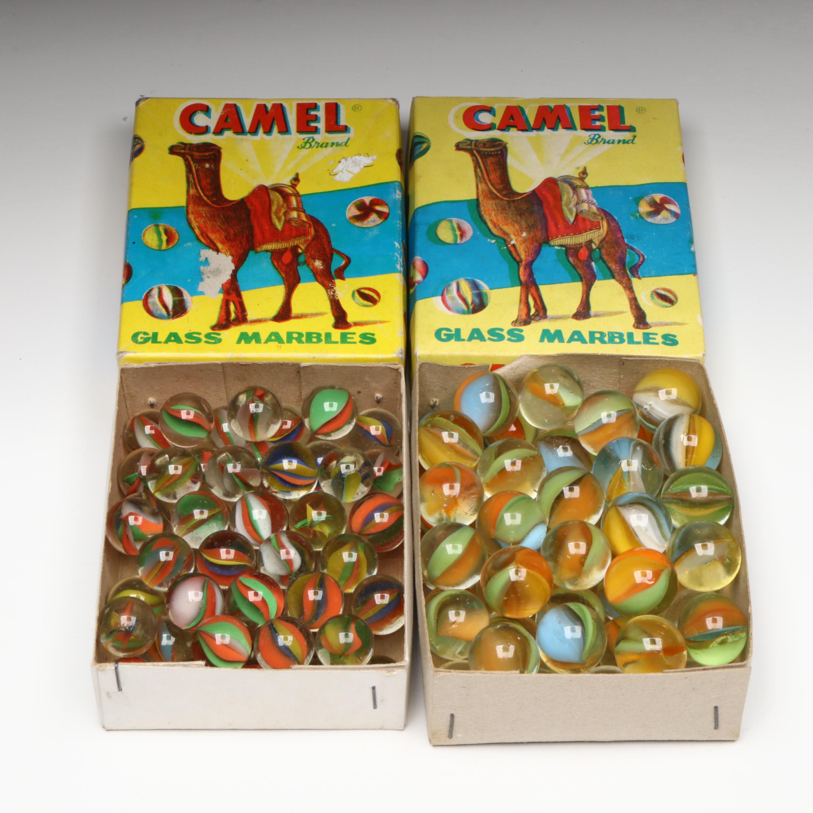 Camel Multicolor Cat's Eye Glass Marbles in Original Boxes
