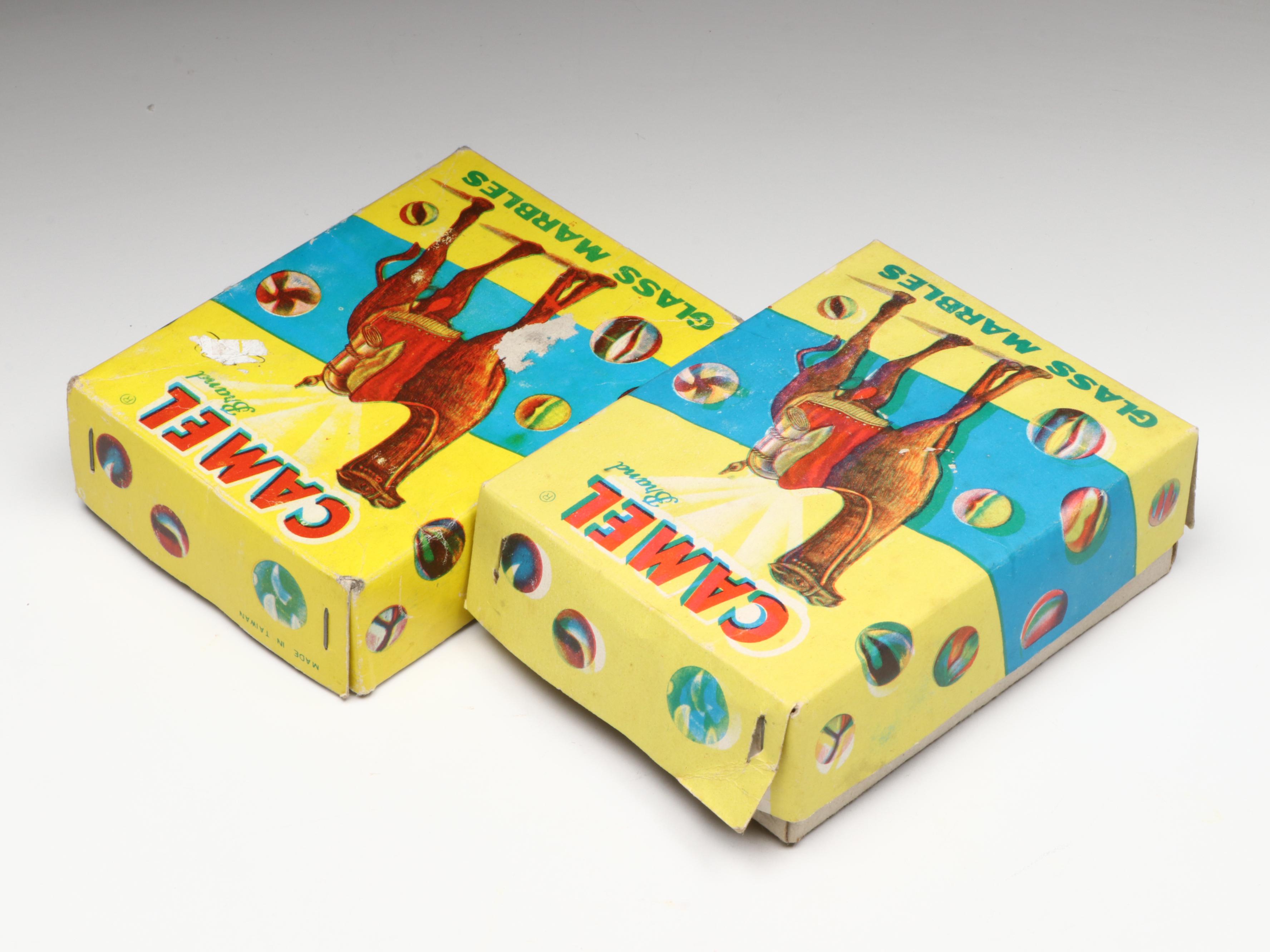 Camel Multicolor Cat's Eye Glass Marbles in Original Boxes