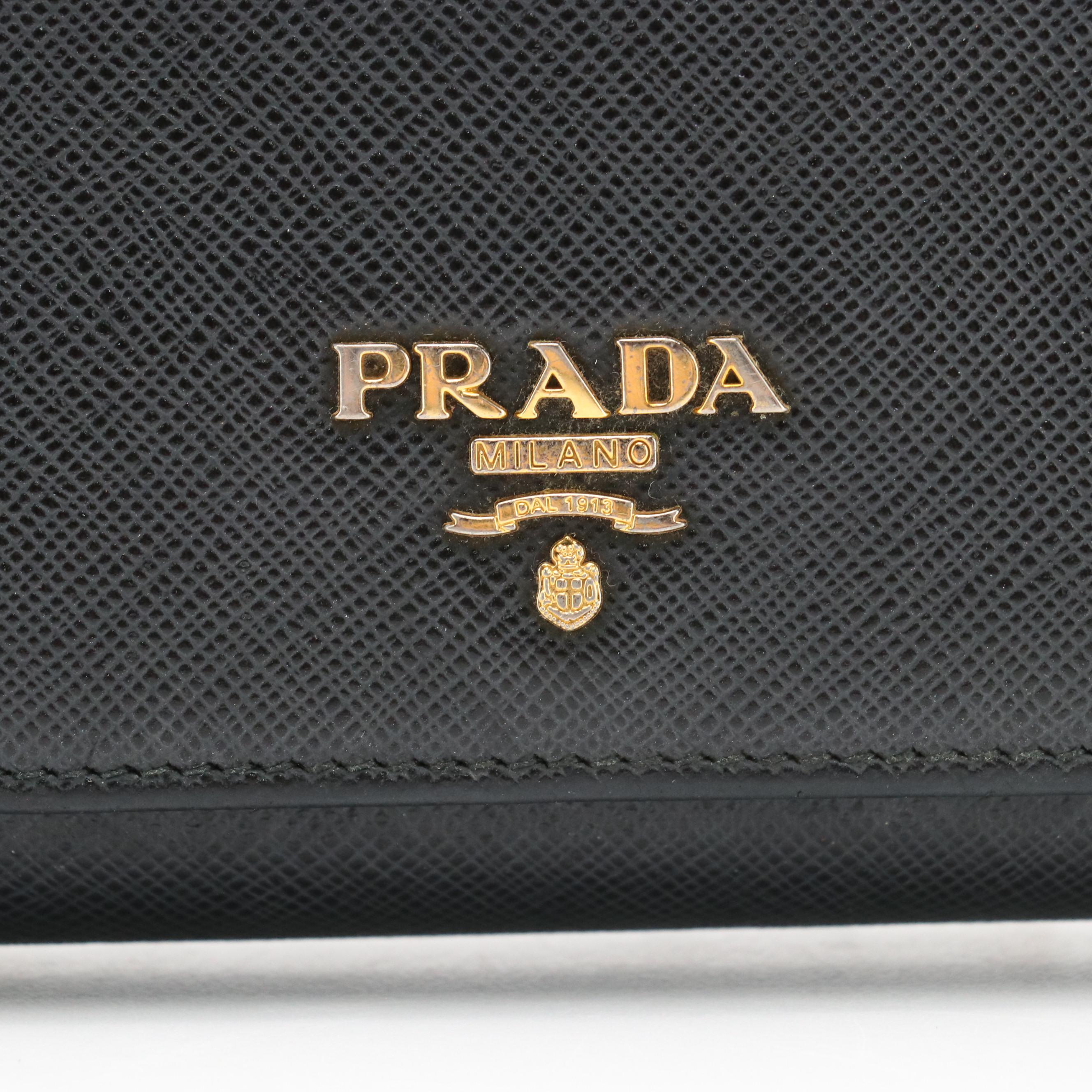 Prada Continental Wallet in Black Saffiano Leather