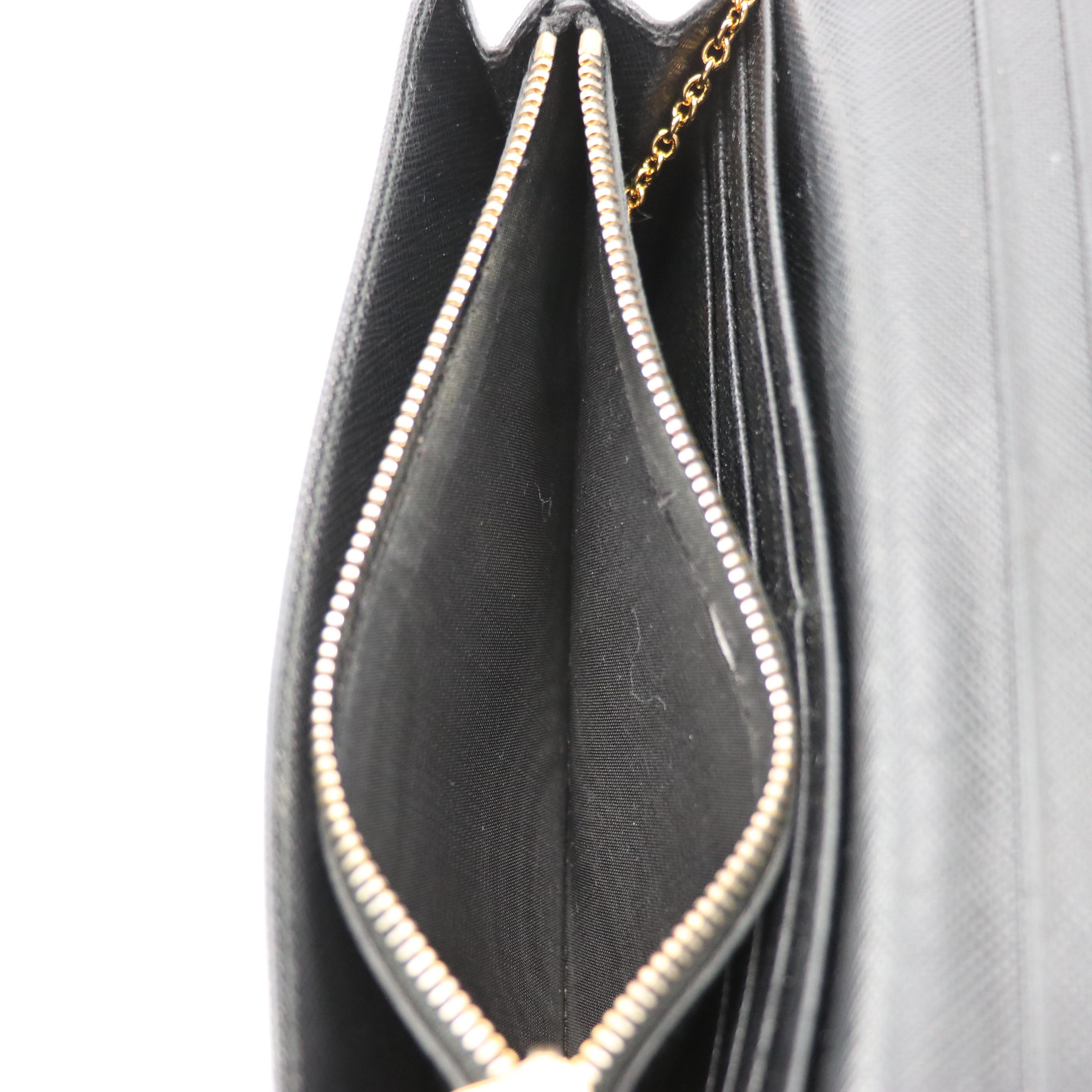 Prada Continental Wallet in Black Saffiano Leather