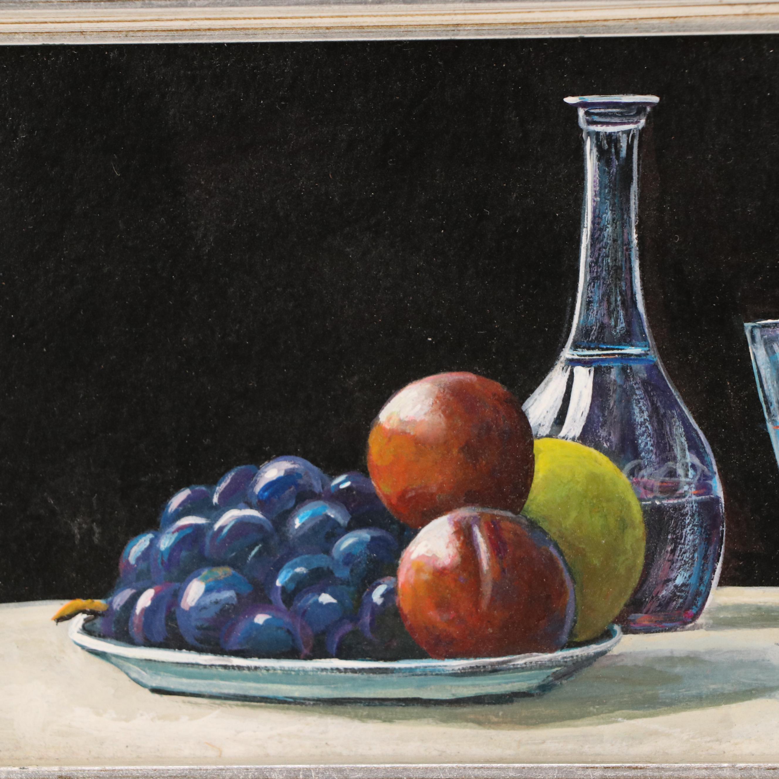 Doris Risser Oil Painting Still Life with Platter of Fruit, 2000
