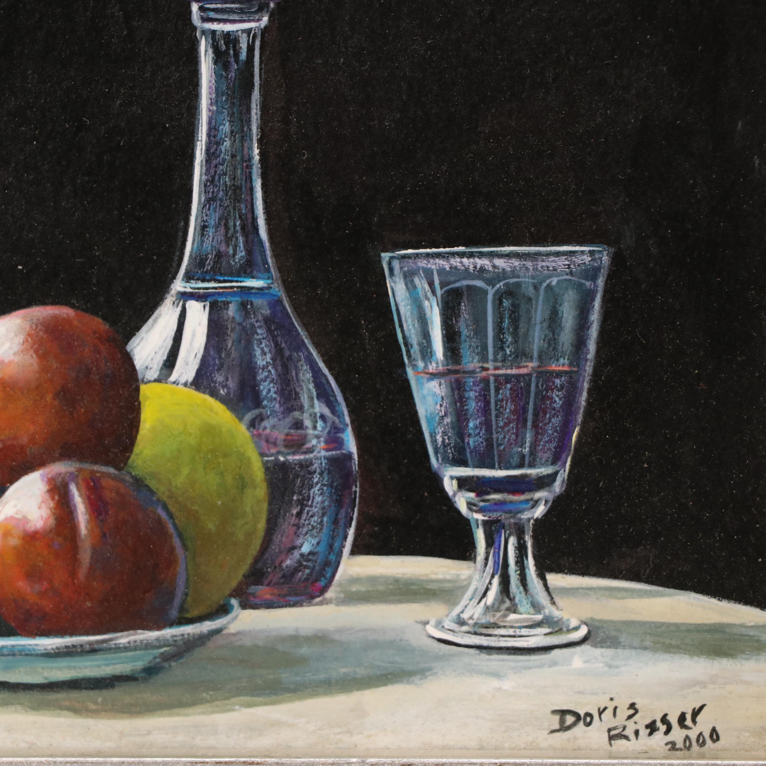 Doris Risser Oil Painting Still Life with Platter of Fruit, 2000