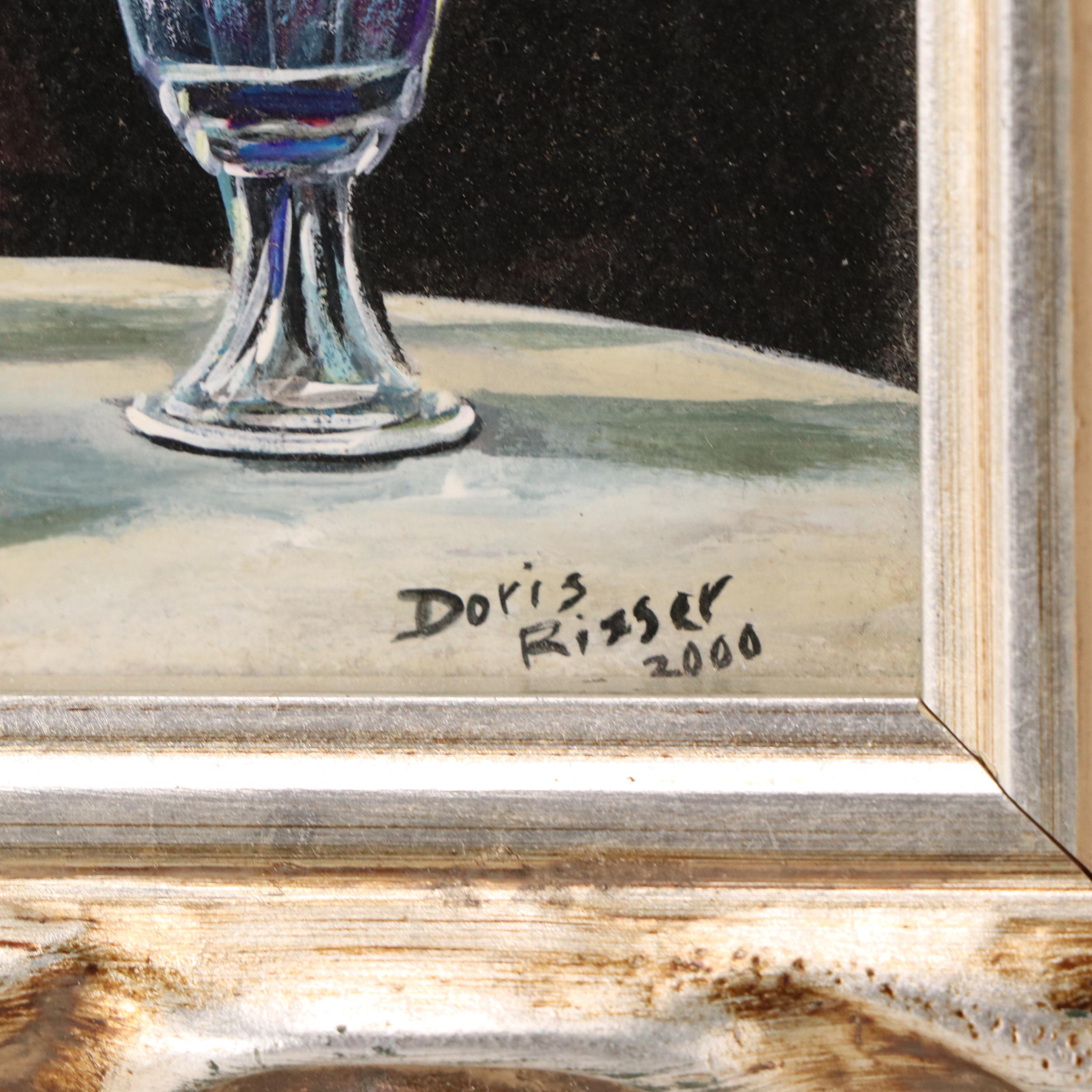 Doris Risser Oil Painting Still Life with Platter of Fruit, 2000