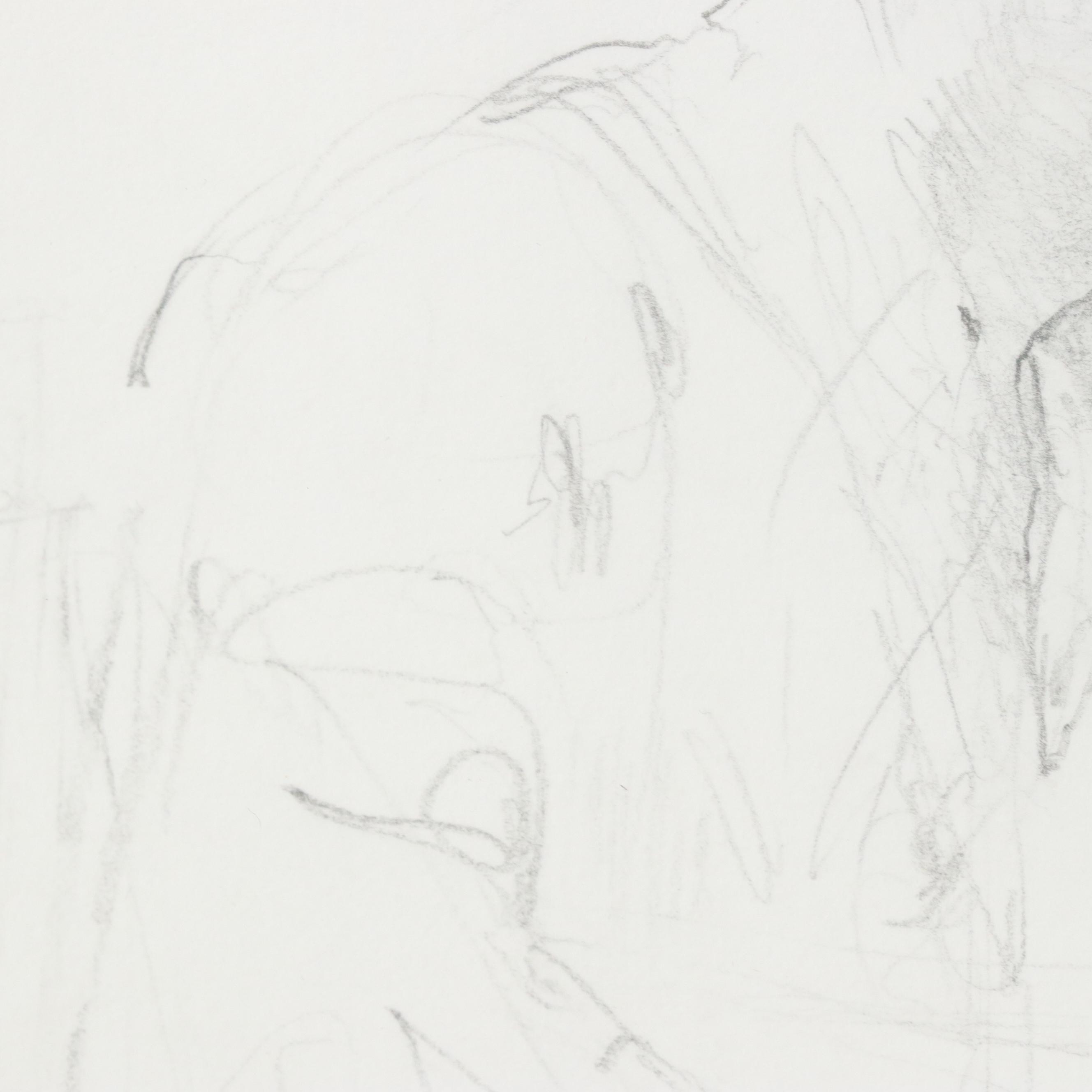 Graphite Drawing of Figure in Hat