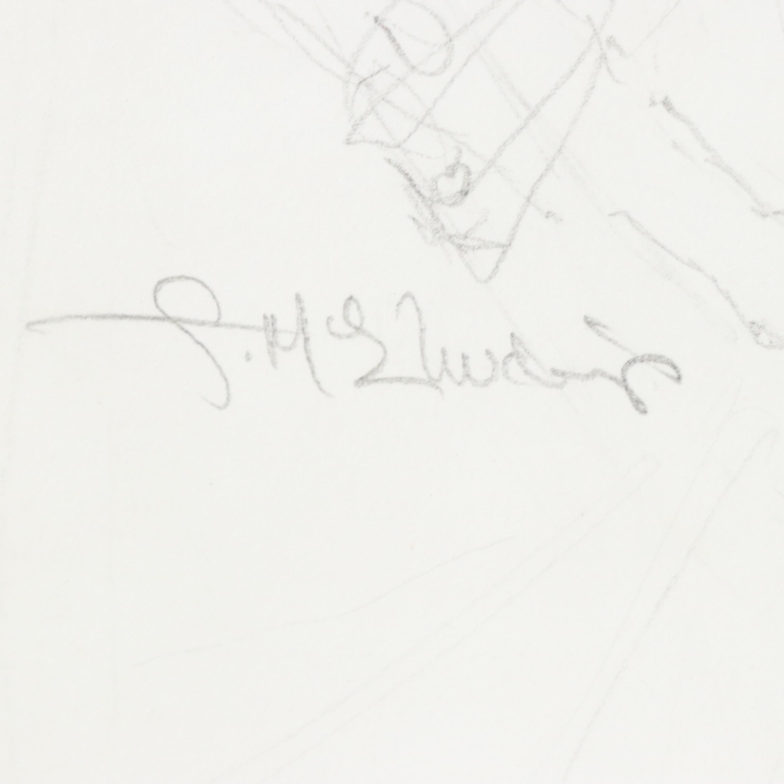 Graphite Drawing of Figure in Hat