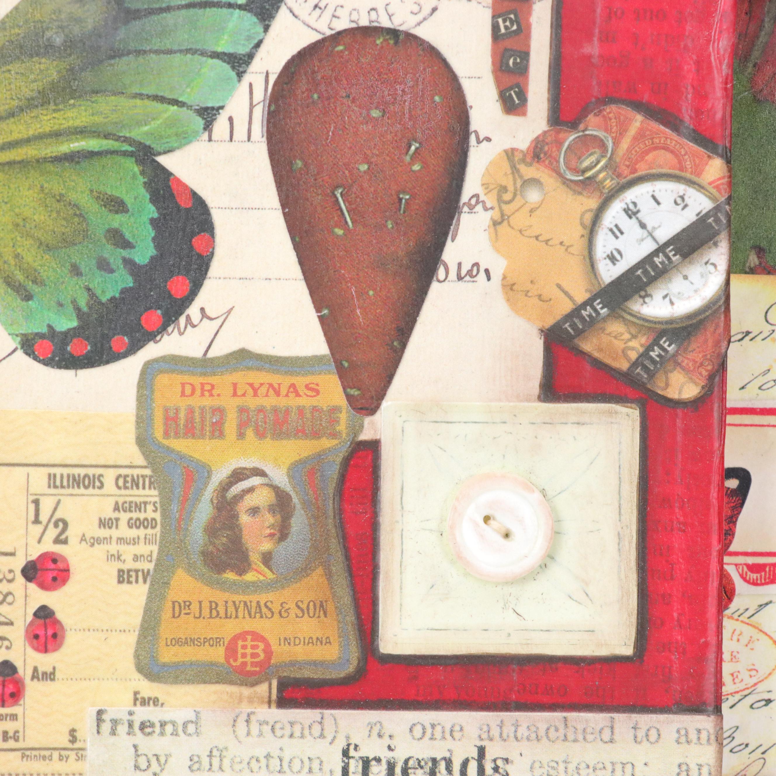 Irene Gates Folk Dimensional Figural Collage, 21st Century