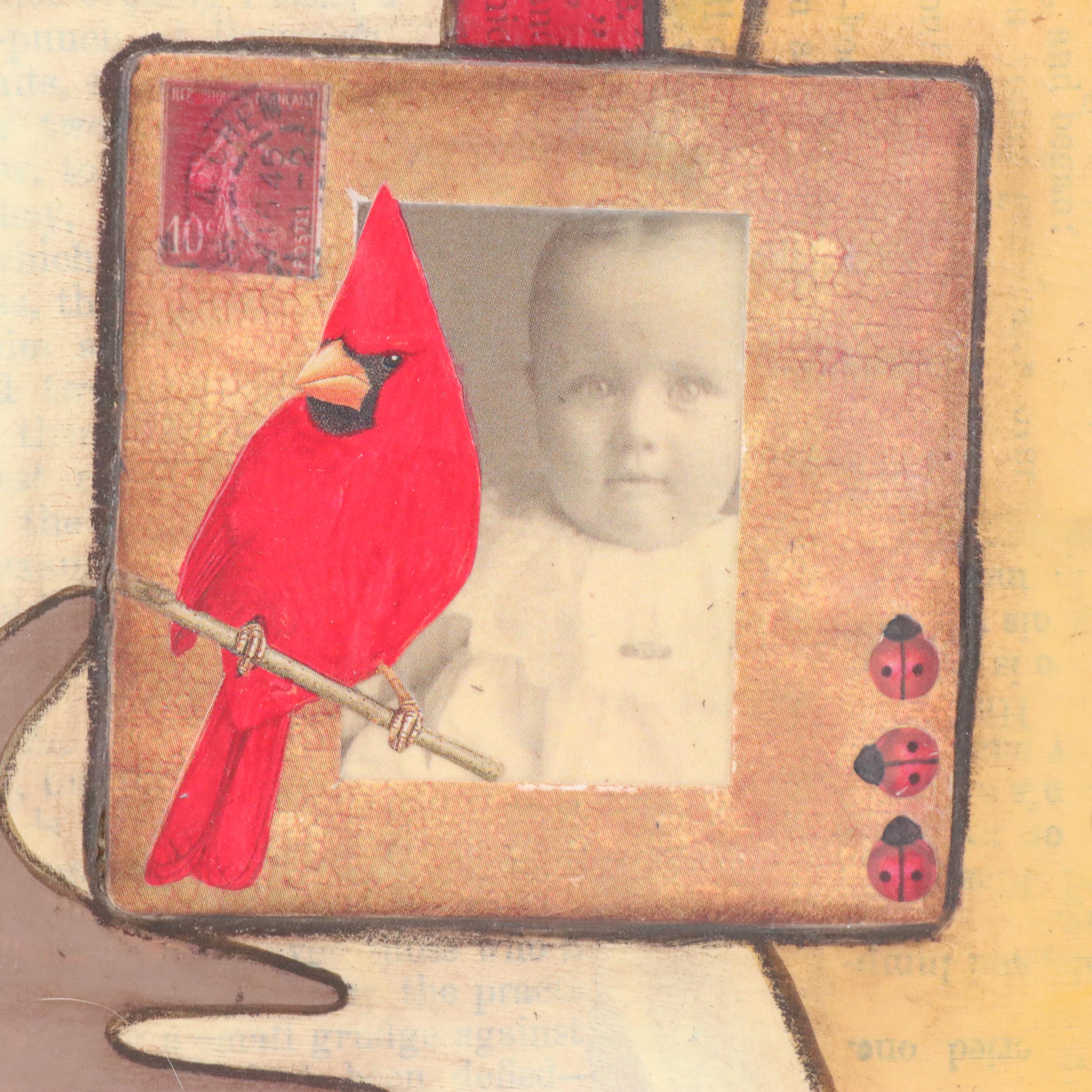 Irene Gates Folk Dimensional Figural Collage, 21st Century