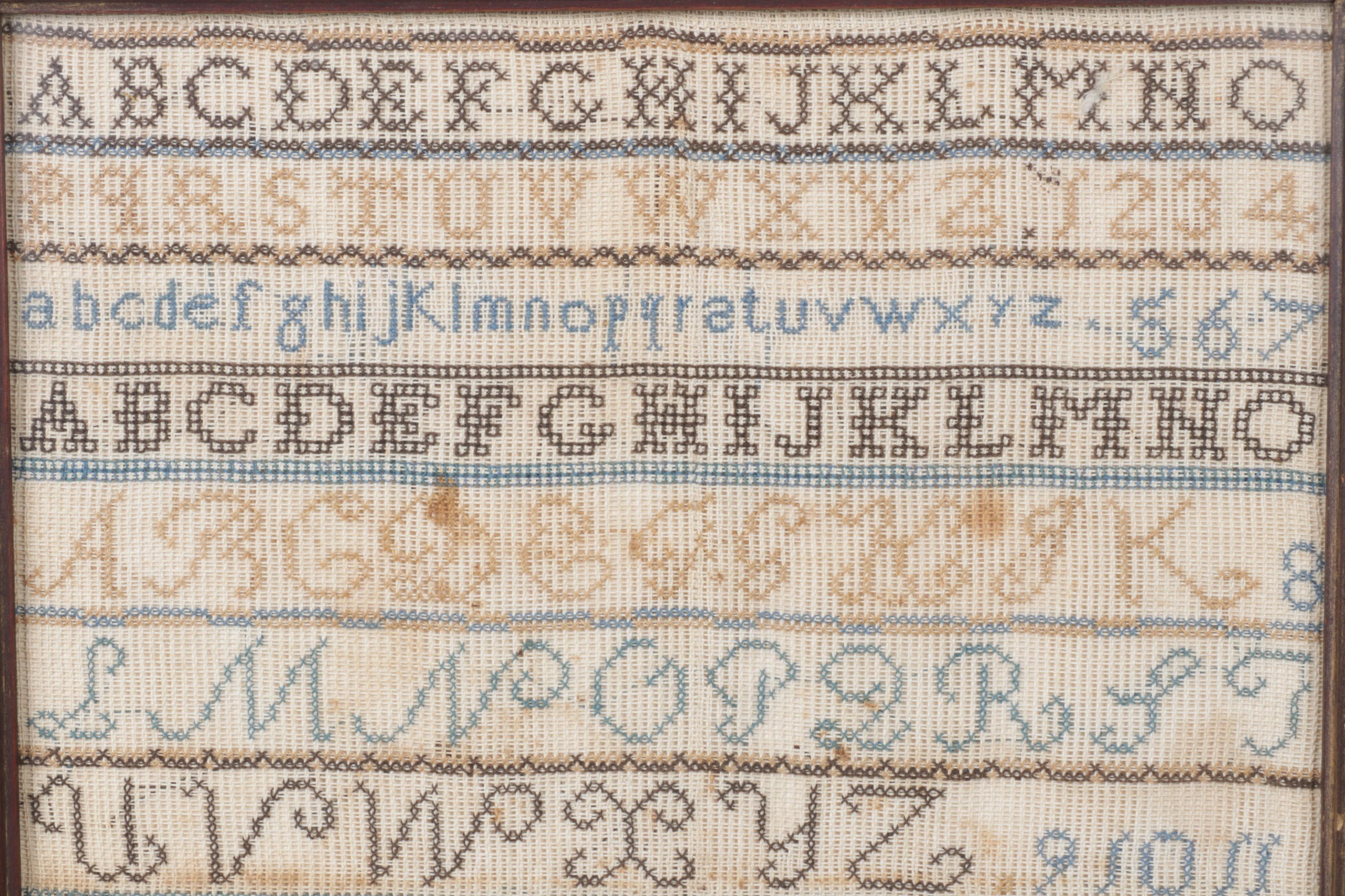 Hand-Made Cross-Stitch Sampler,  1869