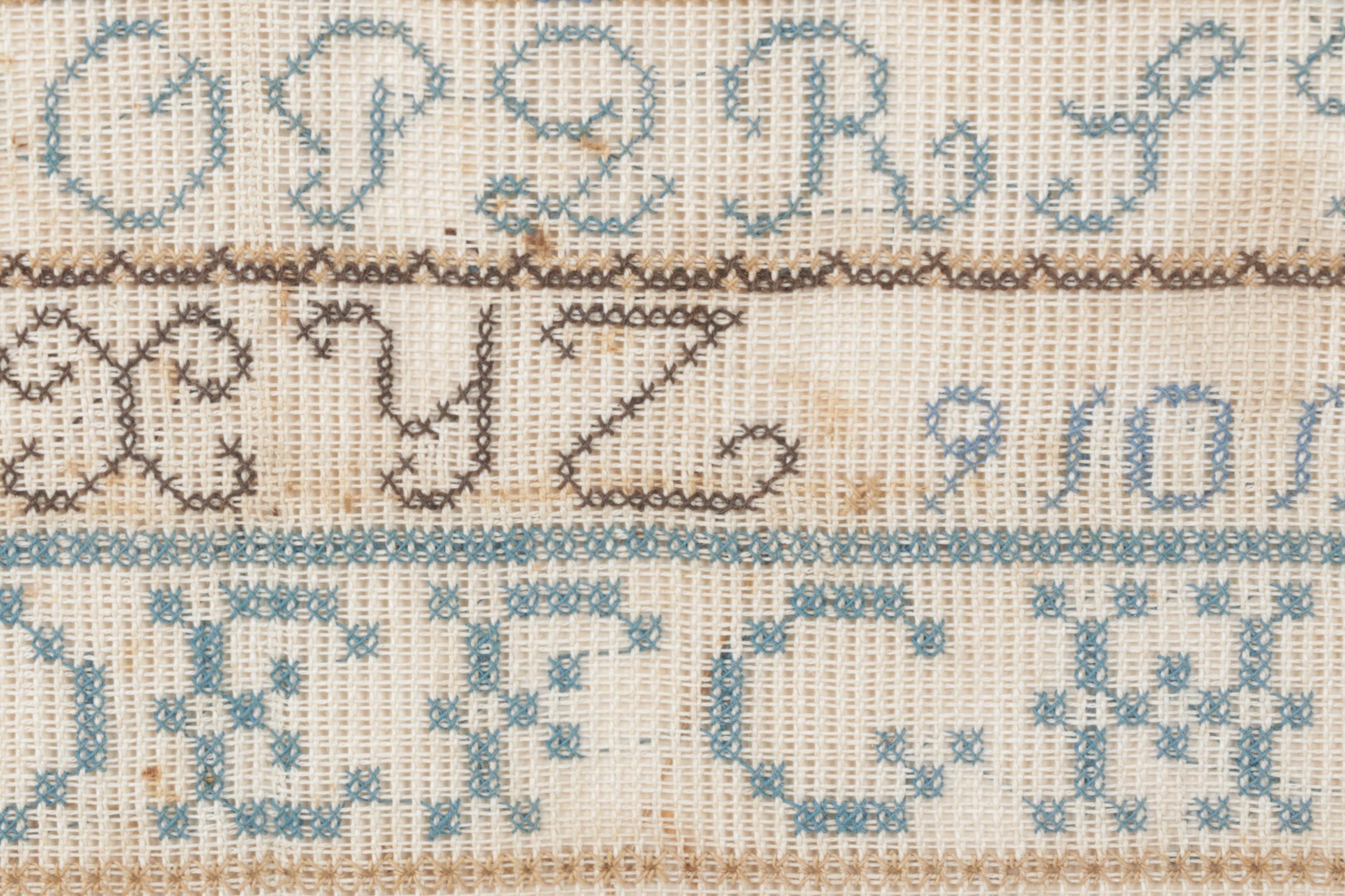 Hand-Made Cross-Stitch Sampler,  1869