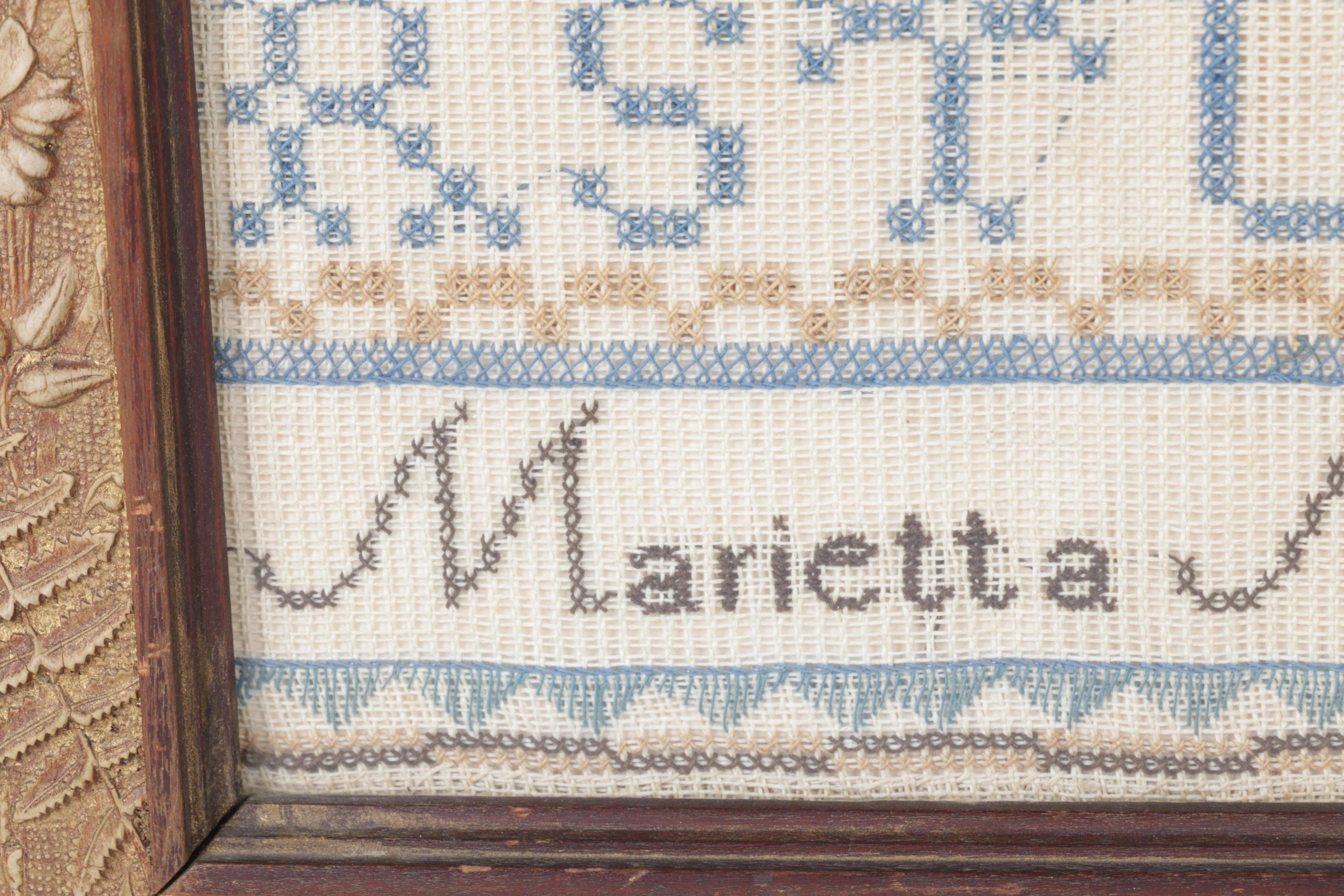 Hand-Made Cross-Stitch Sampler,  1869