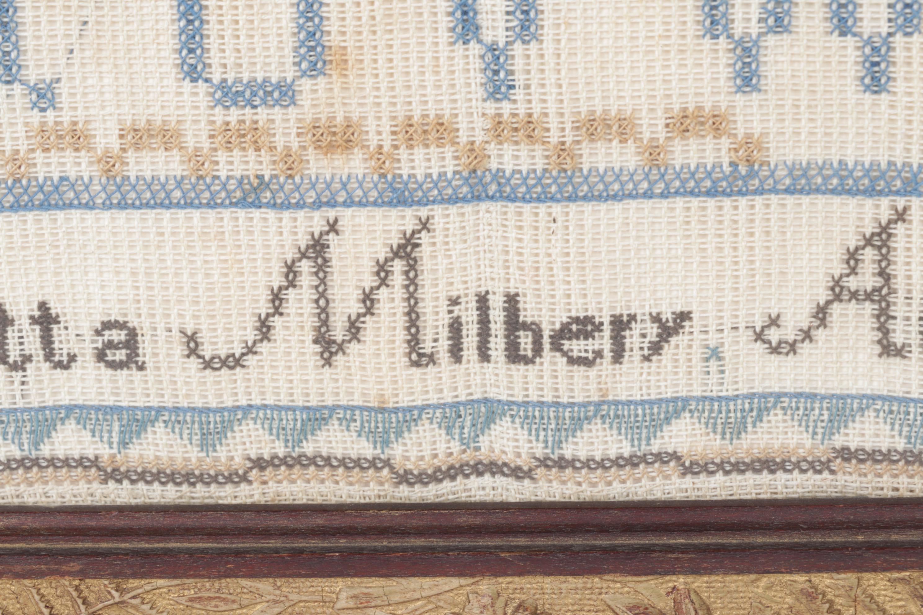 Hand-Made Cross-Stitch Sampler,  1869