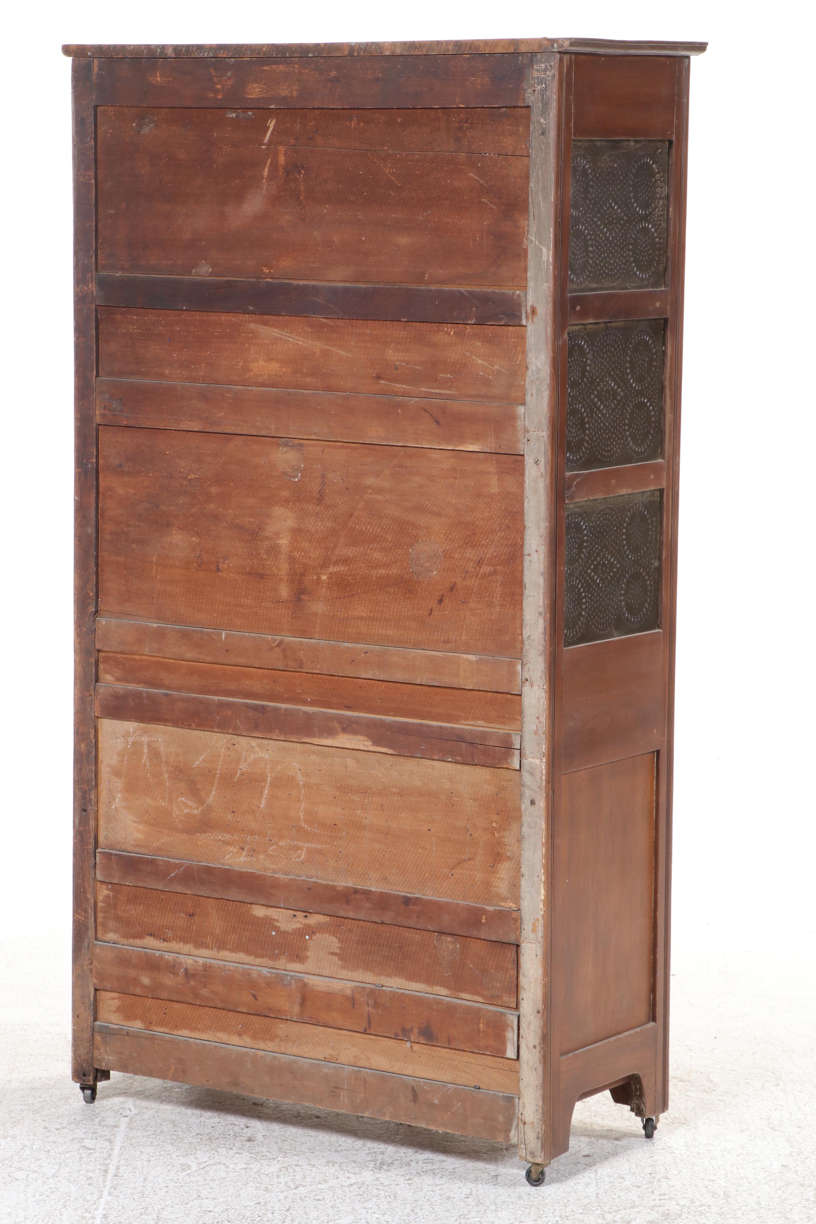 American Primitive Poplar Twelve-Tin Pie Safe, Late 19th Century