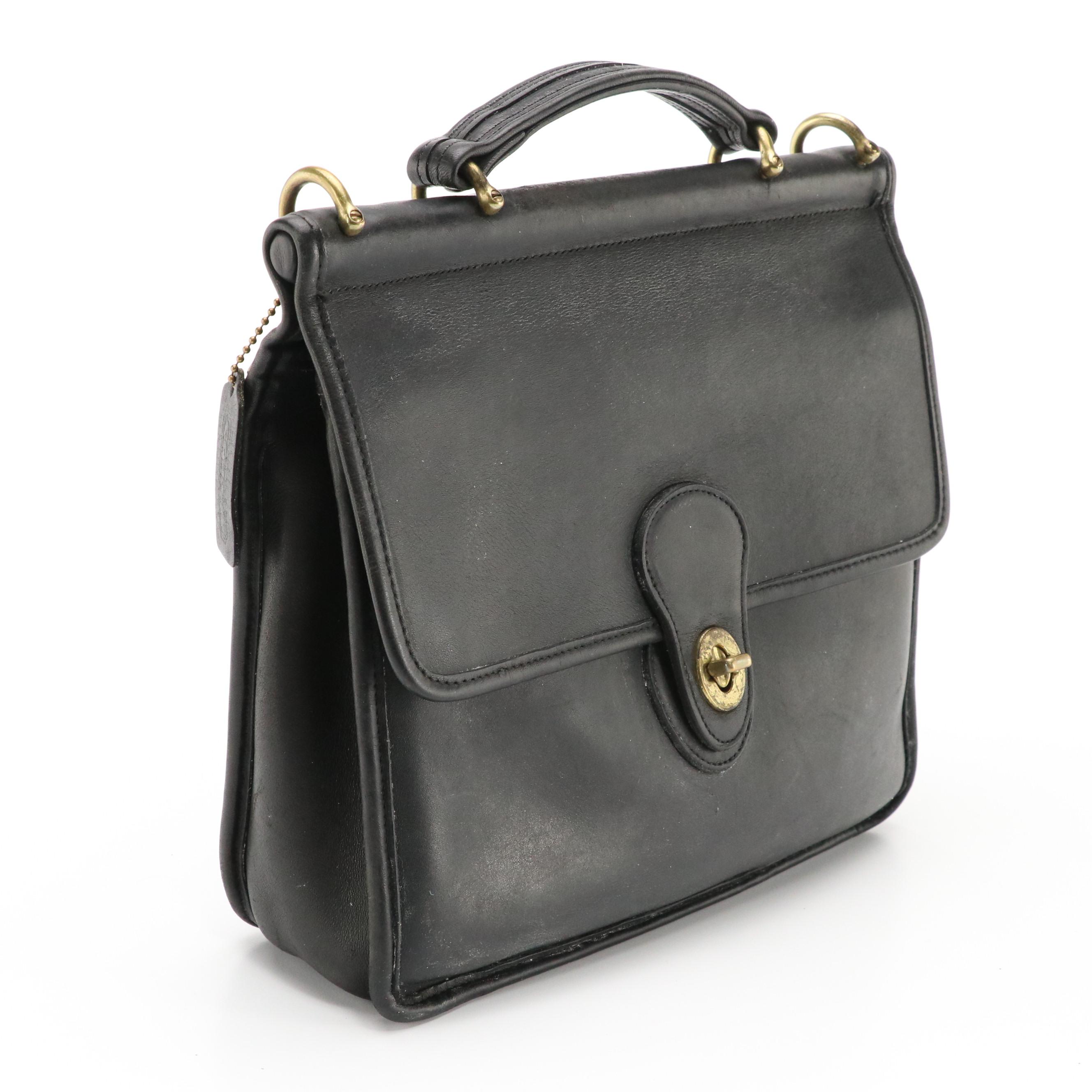 Coach Vintage Willis Two-Way Crossbody Bag in Black Glove-Tanned Leather